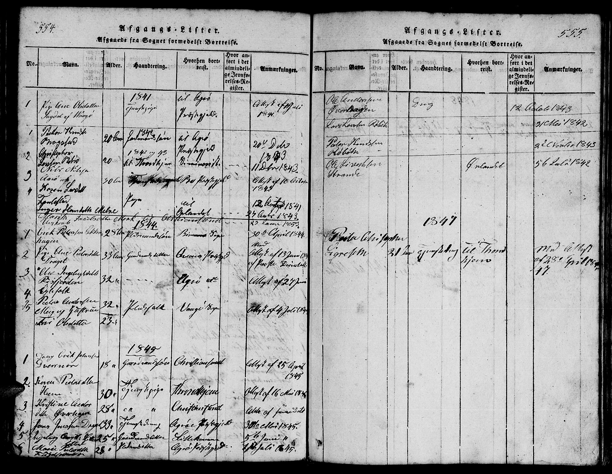 Ministerialprotokoller, klokkerbøker og fødselsregistre - Møre og Romsdal, AV/SAT-A-1454/555/L0665: Parish register (copy) no. 555C01, 1818-1868, p. 554-555