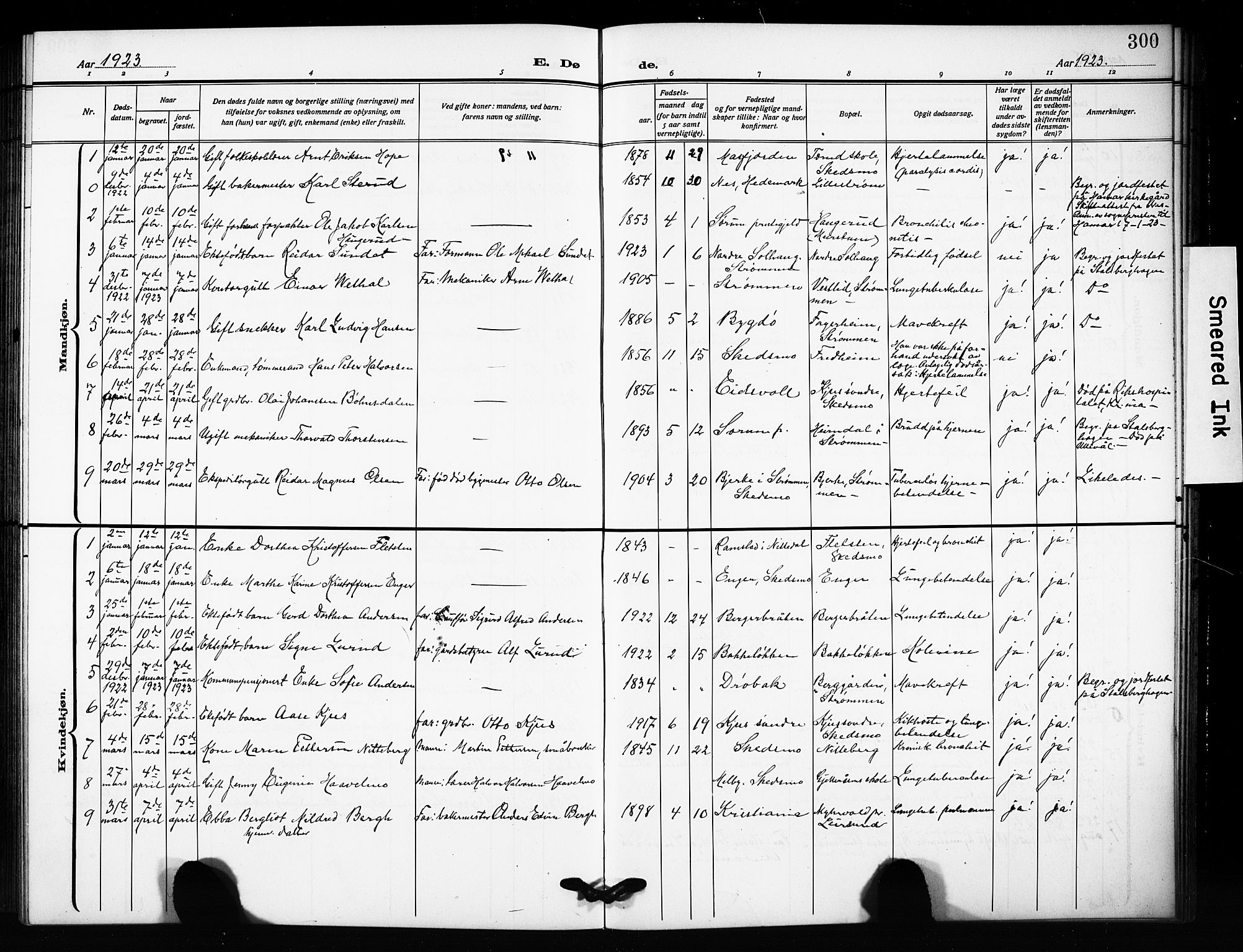 Skedsmo prestekontor Kirkebøker, AV/SAO-A-10033a/G/Ga/L0006: Parish register (copy) no. I 6, 1912-1926, p. 300