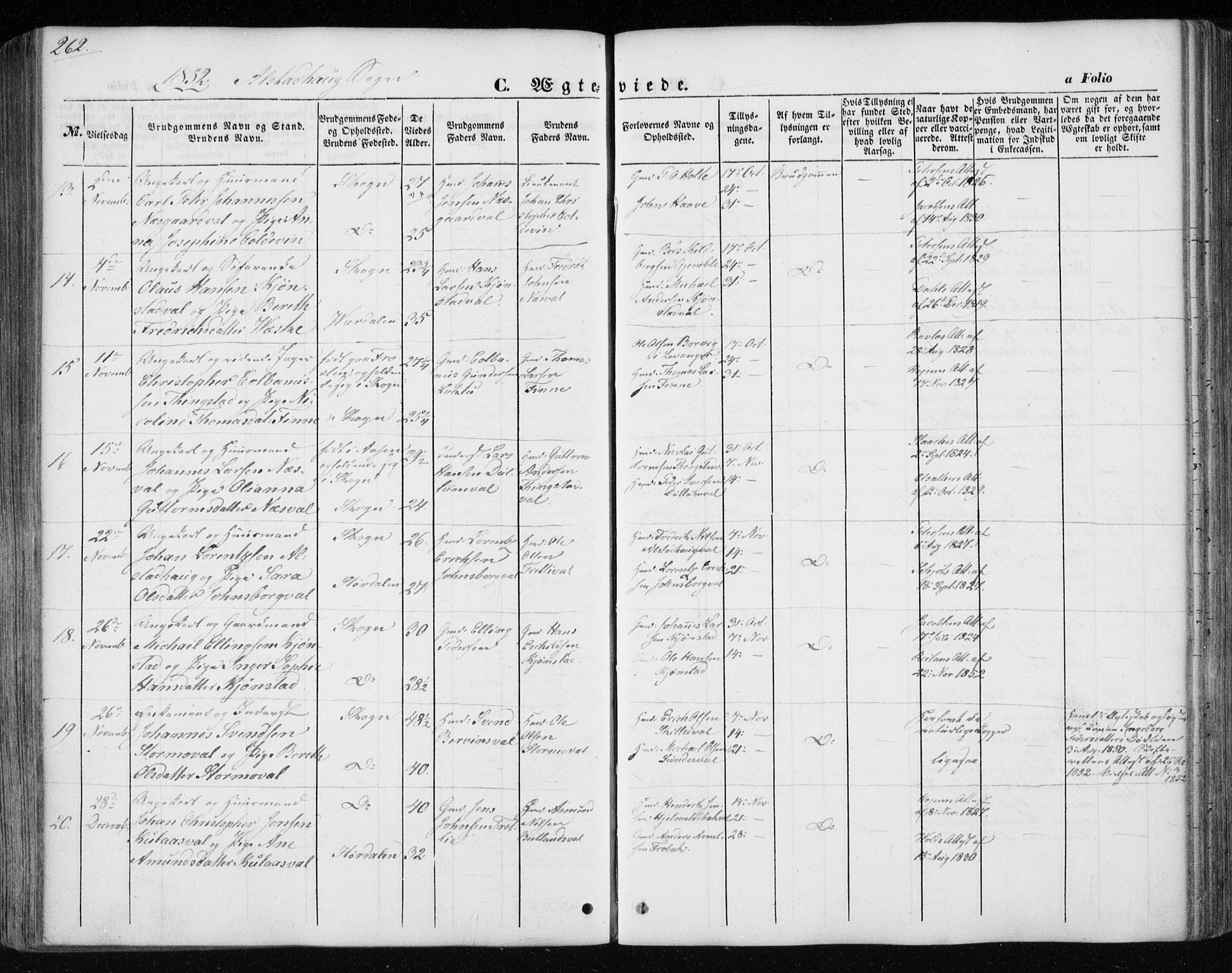 Ministerialprotokoller, klokkerbøker og fødselsregistre - Nord-Trøndelag, SAT/A-1458/717/L0154: Parish register (official) no. 717A07 /1, 1850-1862, p. 262