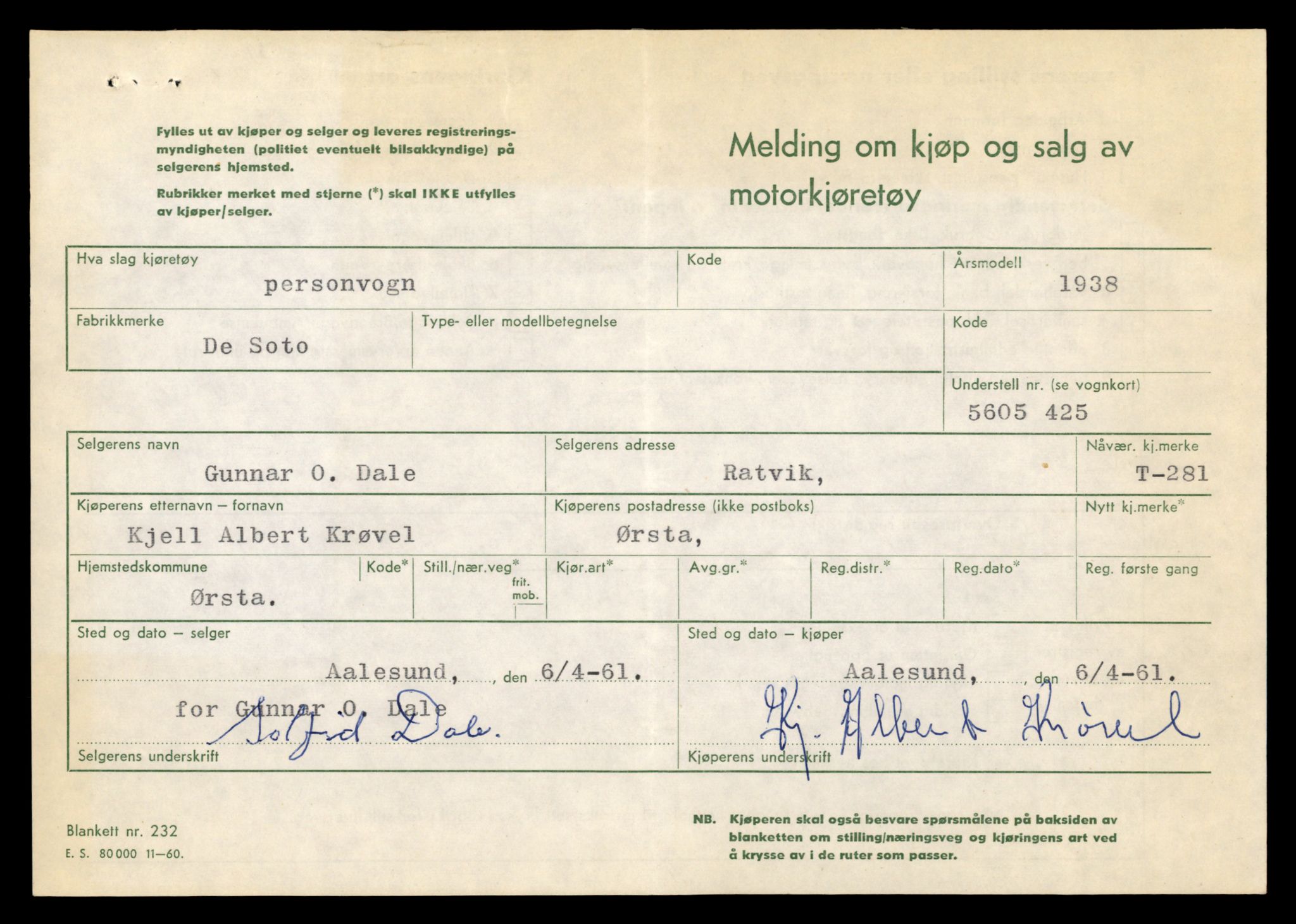 Møre og Romsdal vegkontor - Ålesund trafikkstasjon, AV/SAT-A-4099/F/Fe/L0003: Registreringskort for kjøretøy T 232 - T 340, 1927-1998, p. 1361