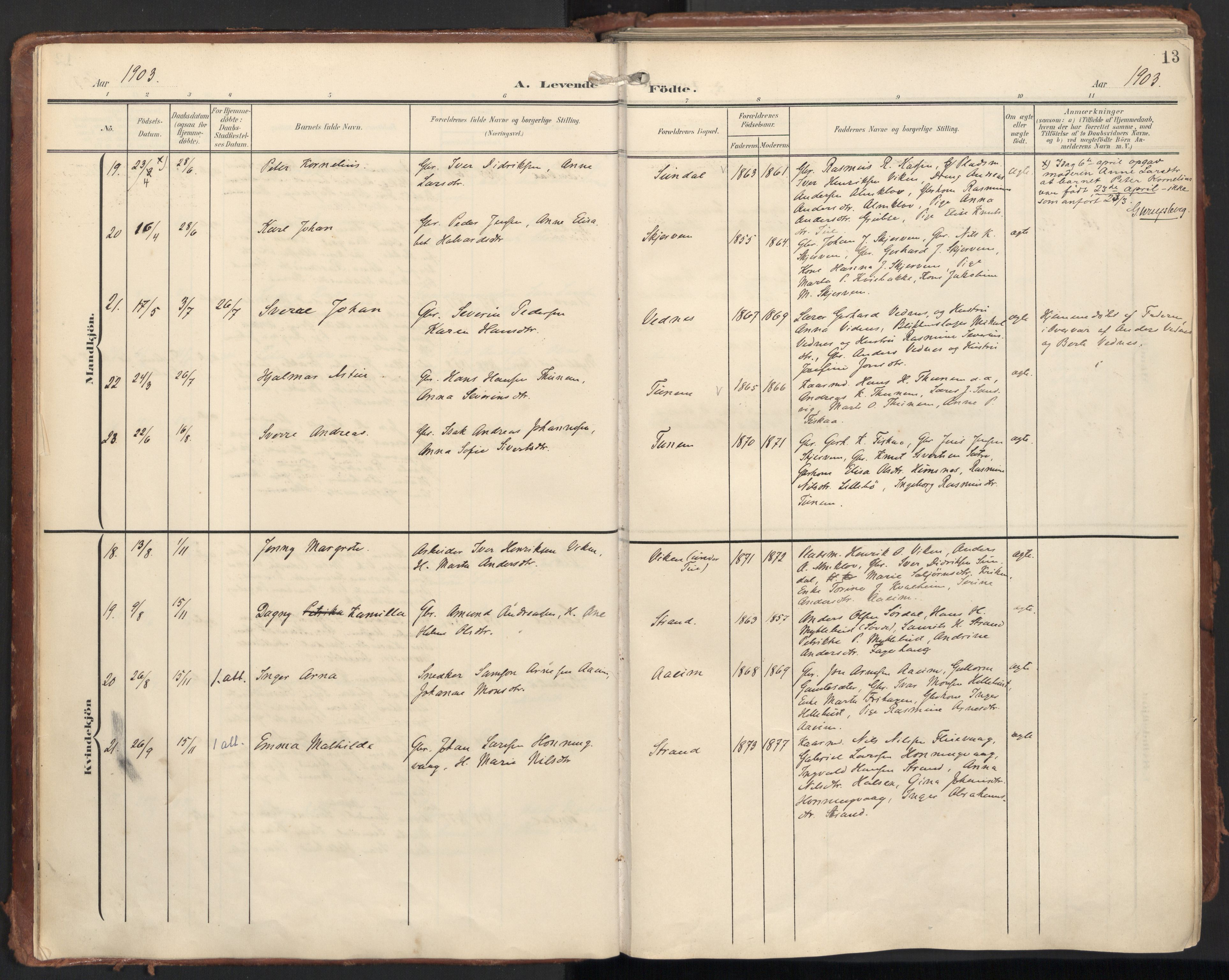 Ministerialprotokoller, klokkerbøker og fødselsregistre - Møre og Romsdal, AV/SAT-A-1454/501/L0011: Parish register (official) no. 501A11, 1902-1919, p. 13