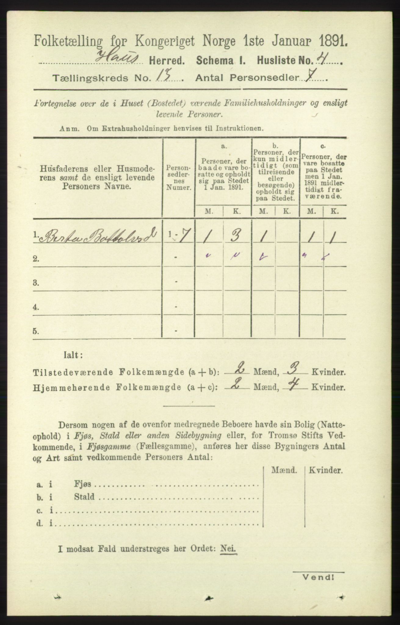 RA, 1891 census for 1250 Haus, 1891, p. 5524