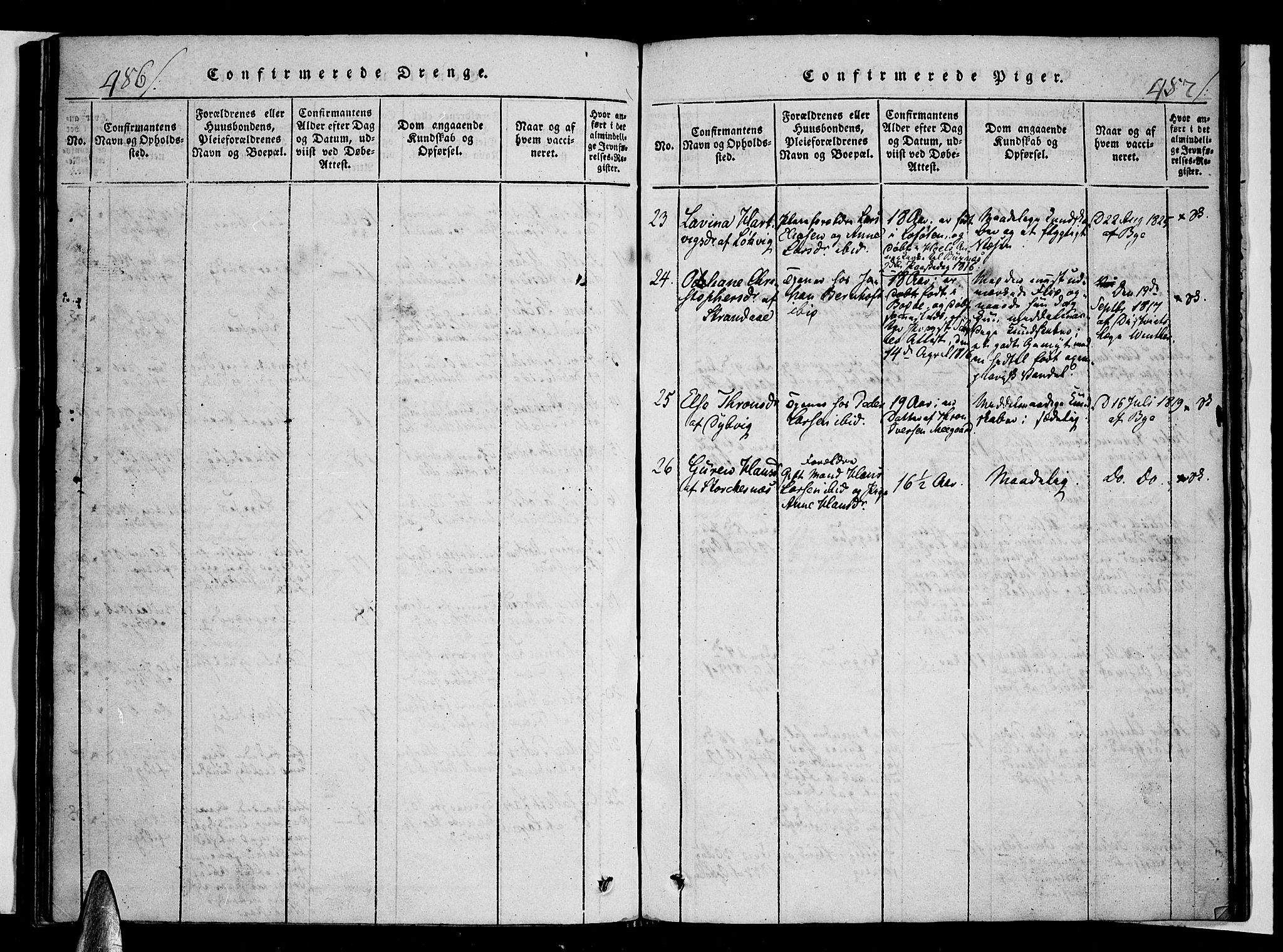 Ministerialprotokoller, klokkerbøker og fødselsregistre - Nordland, AV/SAT-A-1459/853/L0768: Parish register (official) no. 853A07, 1821-1836, p. 486-487