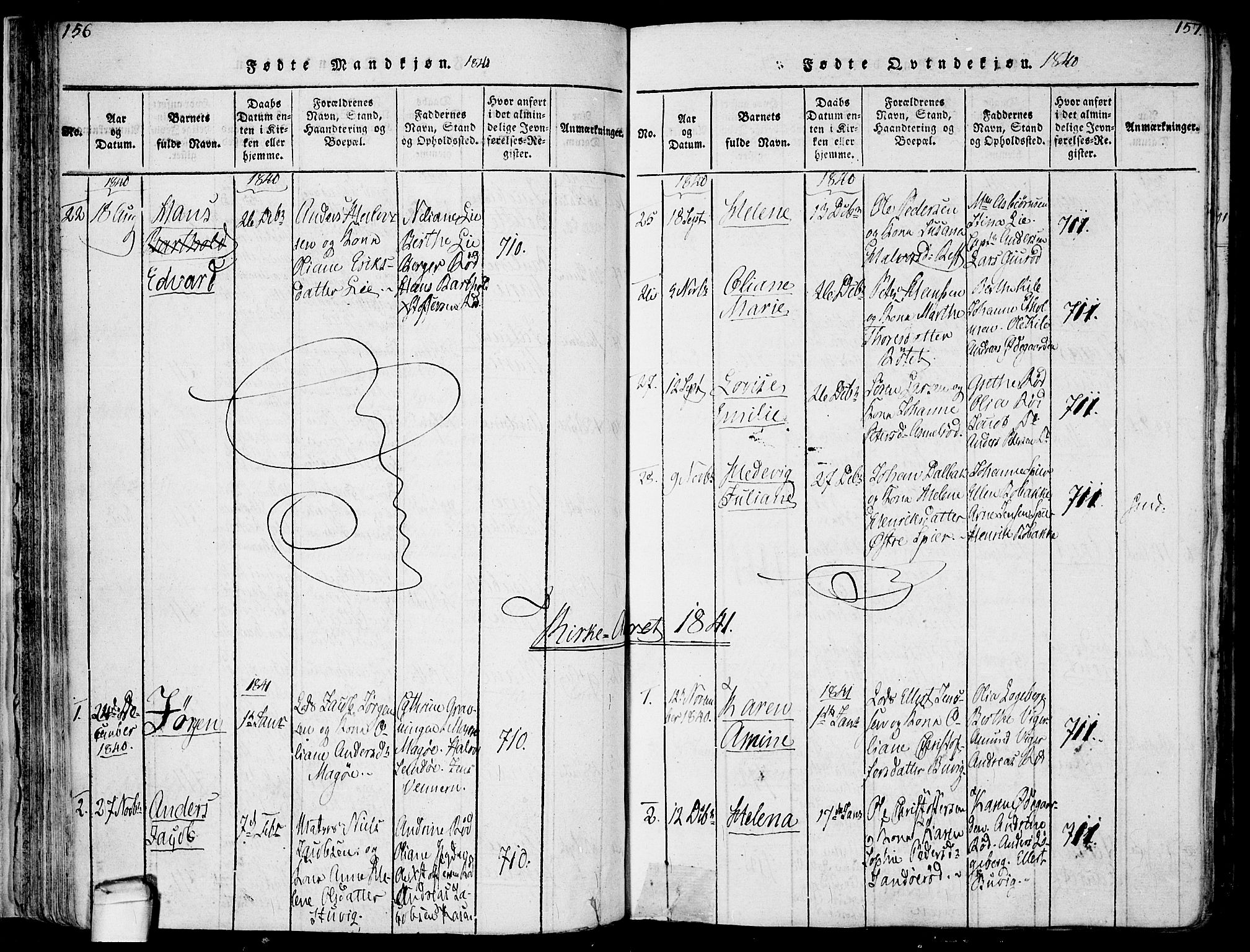 Hvaler prestekontor Kirkebøker, SAO/A-2001/F/Fa/L0005: Parish register (official) no. I 5, 1816-1845, p. 156-157