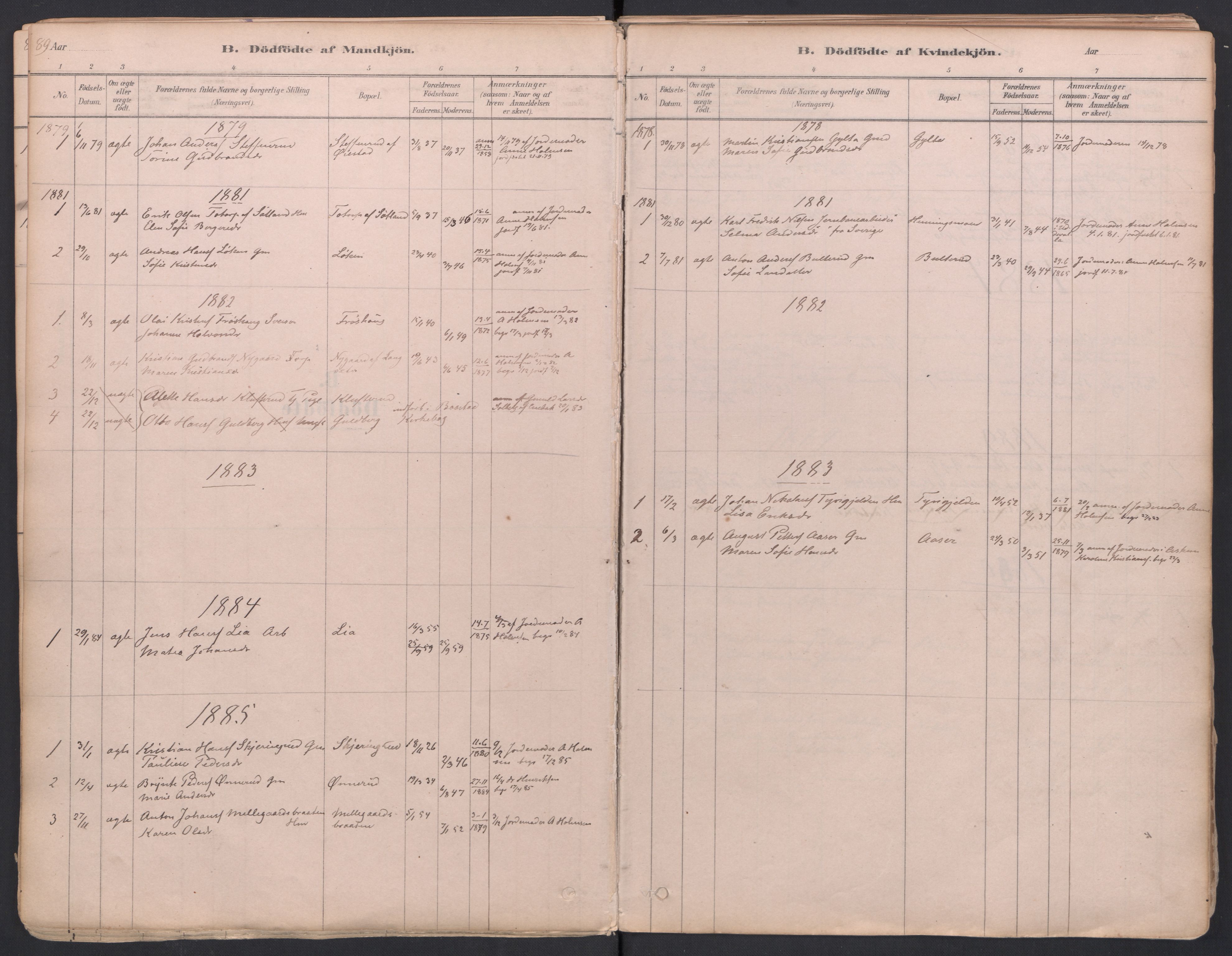 Trøgstad prestekontor Kirkebøker, SAO/A-10925/F/Fa/L0010: Parish register (official) no. I 10, 1878-1898, p. 89