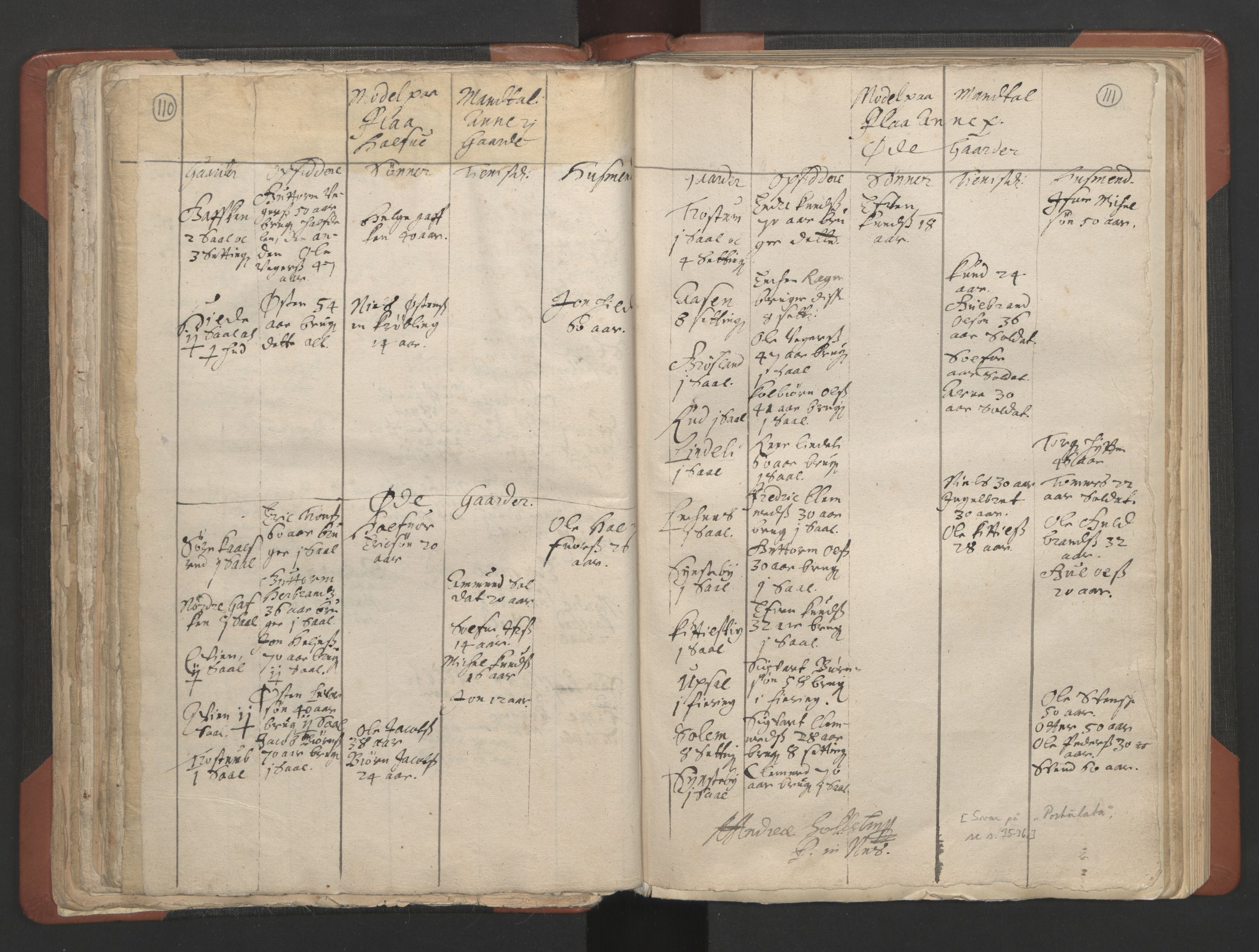 RA, Vicar's Census 1664-1666, no. 8: Valdres deanery, 1664-1666, p. 110-111