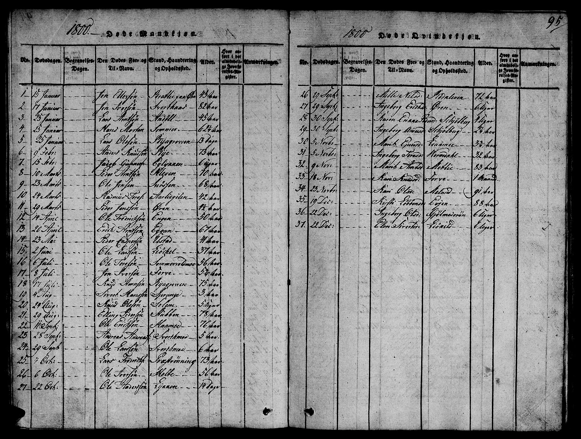 Ministerialprotokoller, klokkerbøker og fødselsregistre - Sør-Trøndelag, SAT/A-1456/668/L0803: Parish register (official) no. 668A03, 1800-1826, p. 95