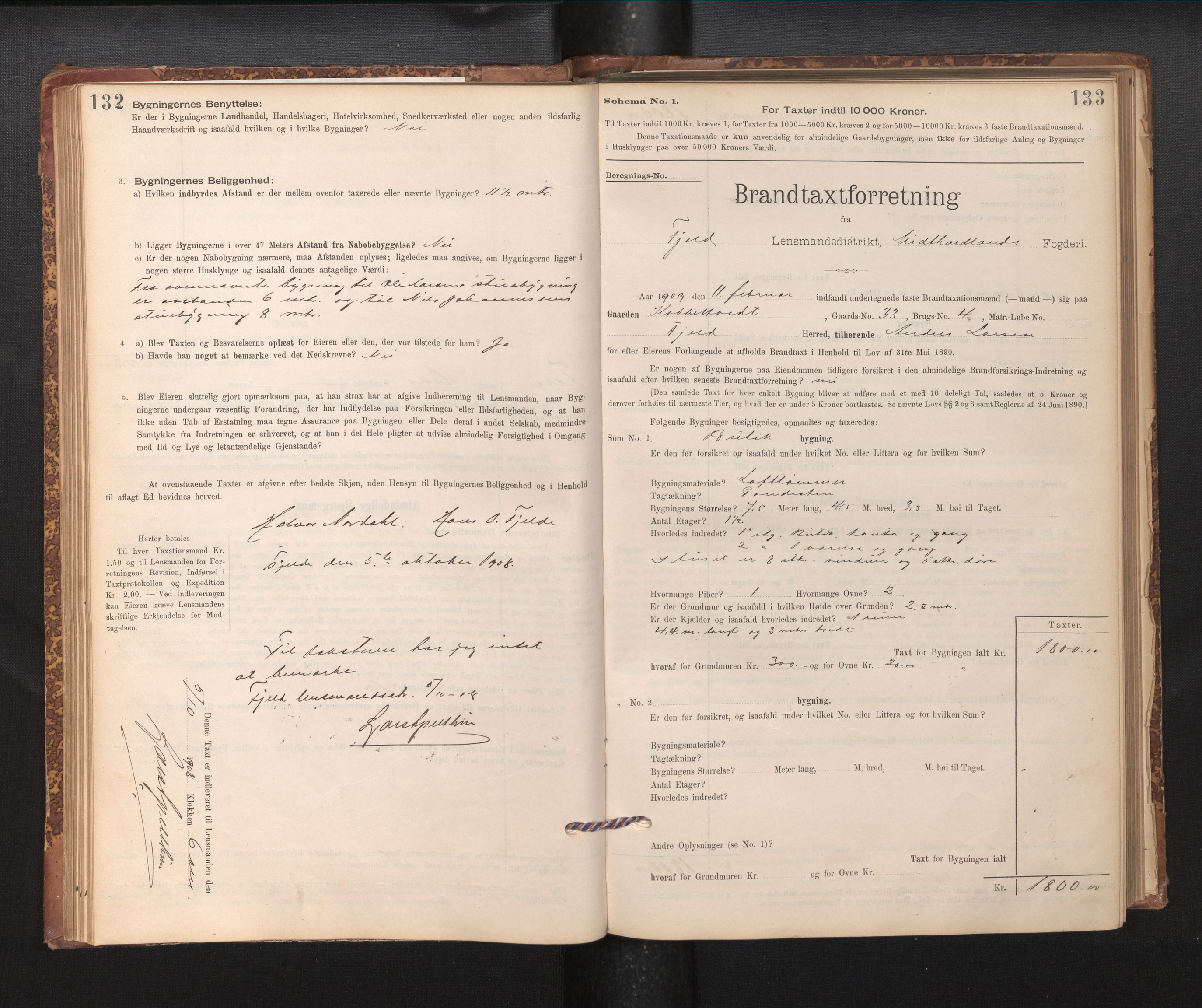 Lensmannen i Fjell, SAB/A-32301/0012/L0005: Branntakstprotokoll, skjematakst, 1895-1931, p. 132-133