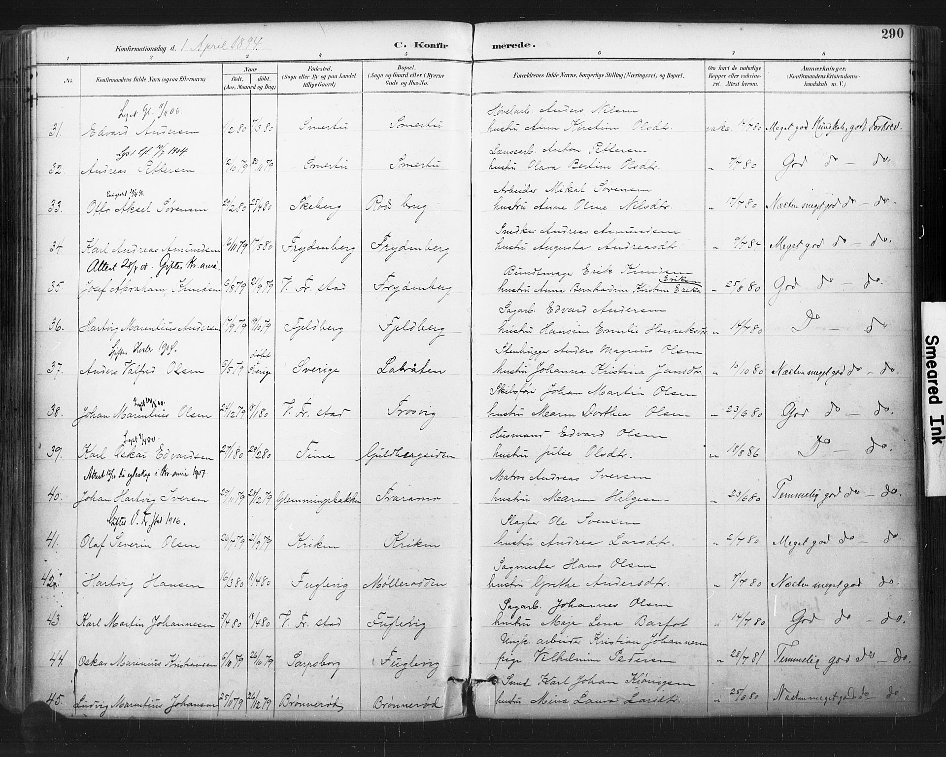 Glemmen prestekontor Kirkebøker, AV/SAO-A-10908/F/Fa/L0013: Parish register (official) no. 13, 1892-1907, p. 290