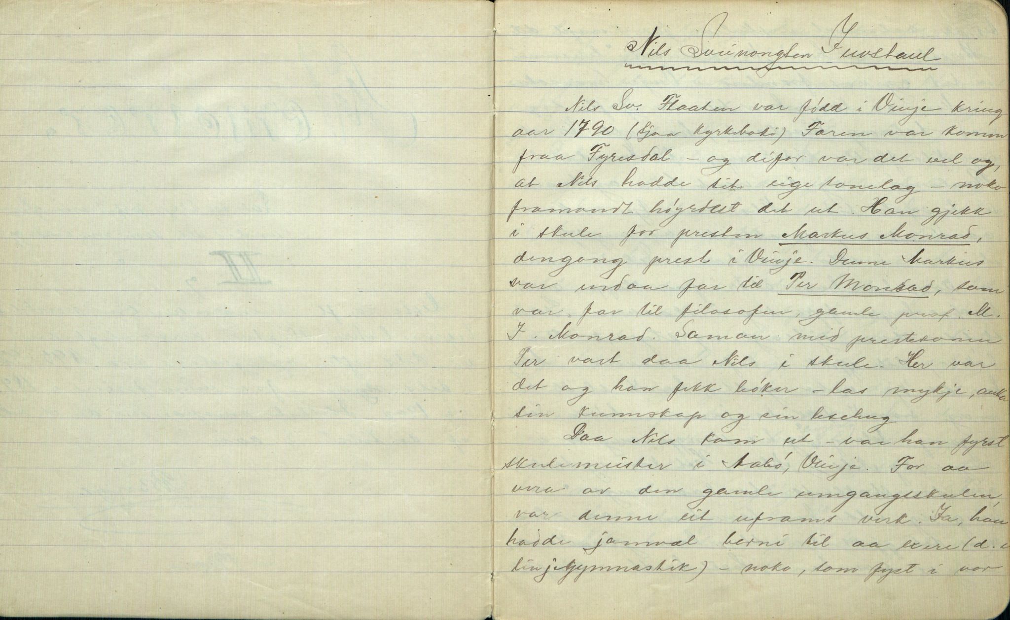 Rikard Berge, TEMU/TGM-A-1003/F/L0001/0005: 001-030 Innholdslister / 2. Erindringer om merkelige begivenheter, slegter, personligheder, 1900, p. 1