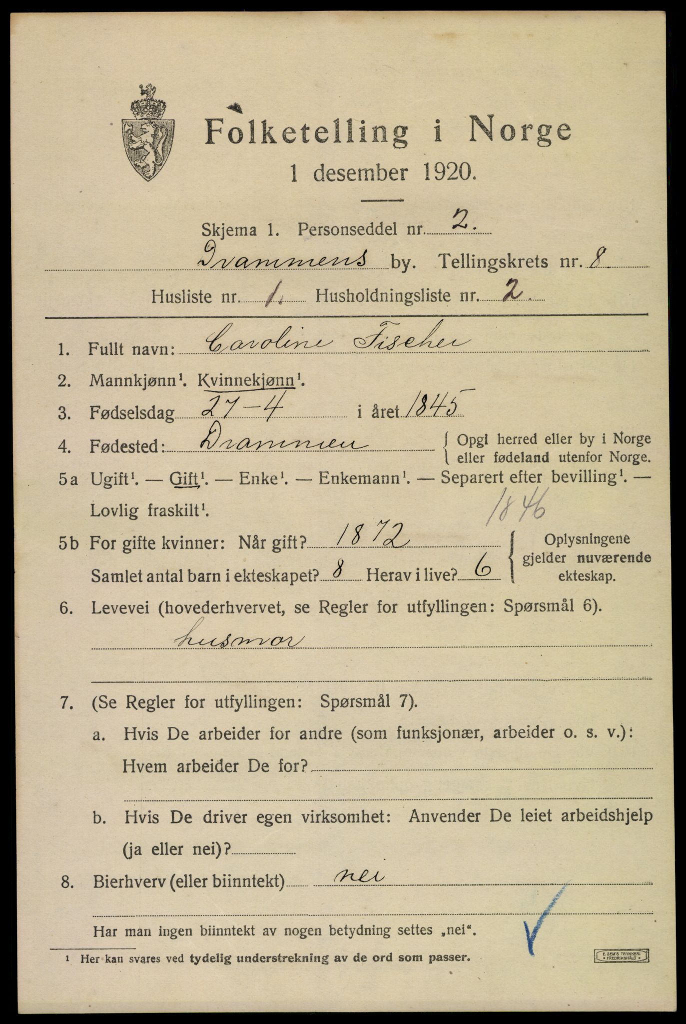 SAKO, 1920 census for Drammen, 1920, p. 53067