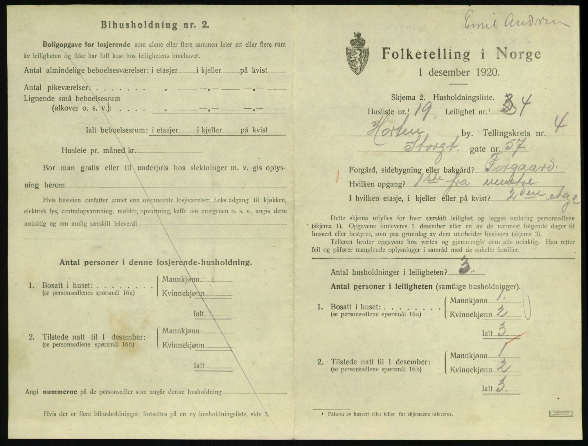 SAKO, 1920 census for Horten, 1920, p. 4887