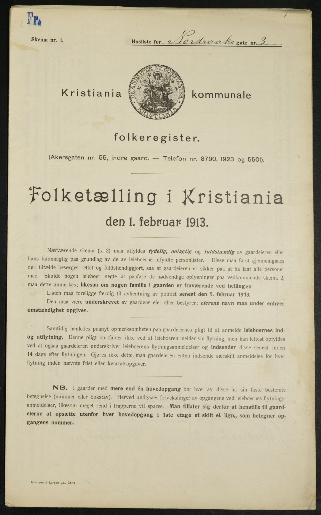 OBA, Municipal Census 1913 for Kristiania, 1913, p. 73415