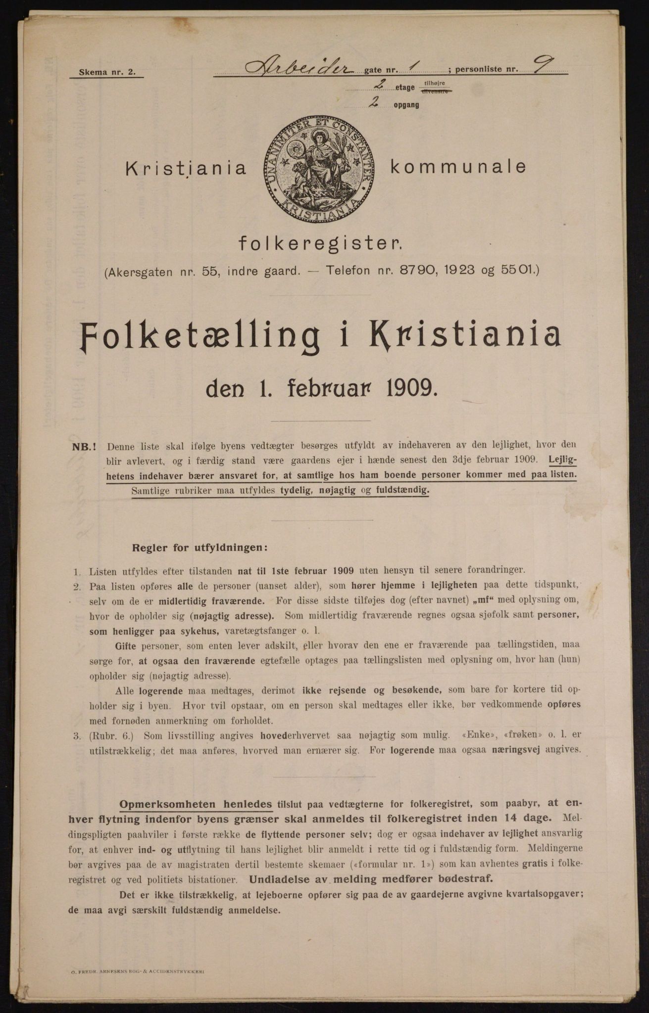 OBA, Municipal Census 1909 for Kristiania, 1909, p. 1428