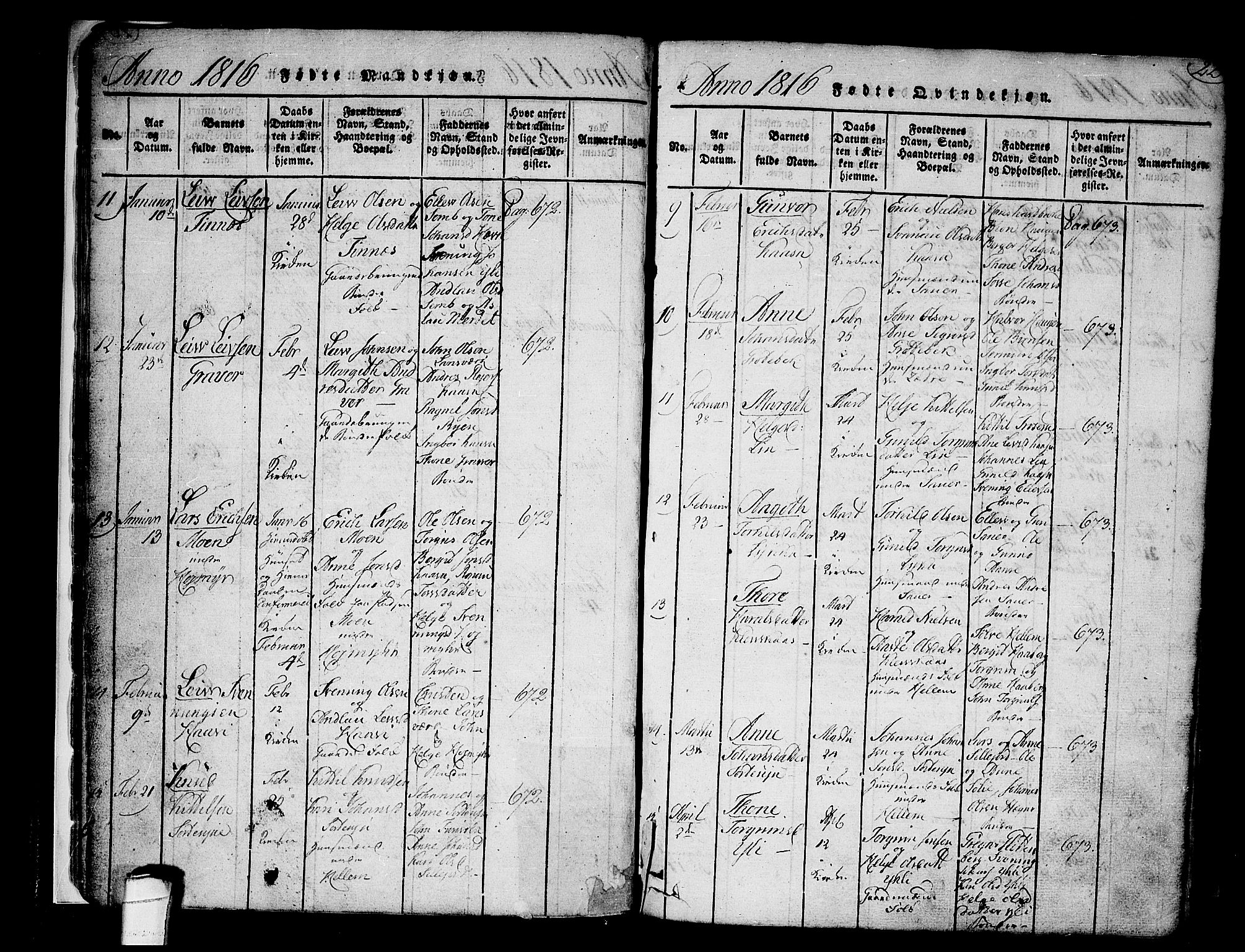 Heddal kirkebøker, AV/SAKO-A-268/F/Fa/L0005: Parish register (official) no. I 5, 1814-1837, p. 21-22