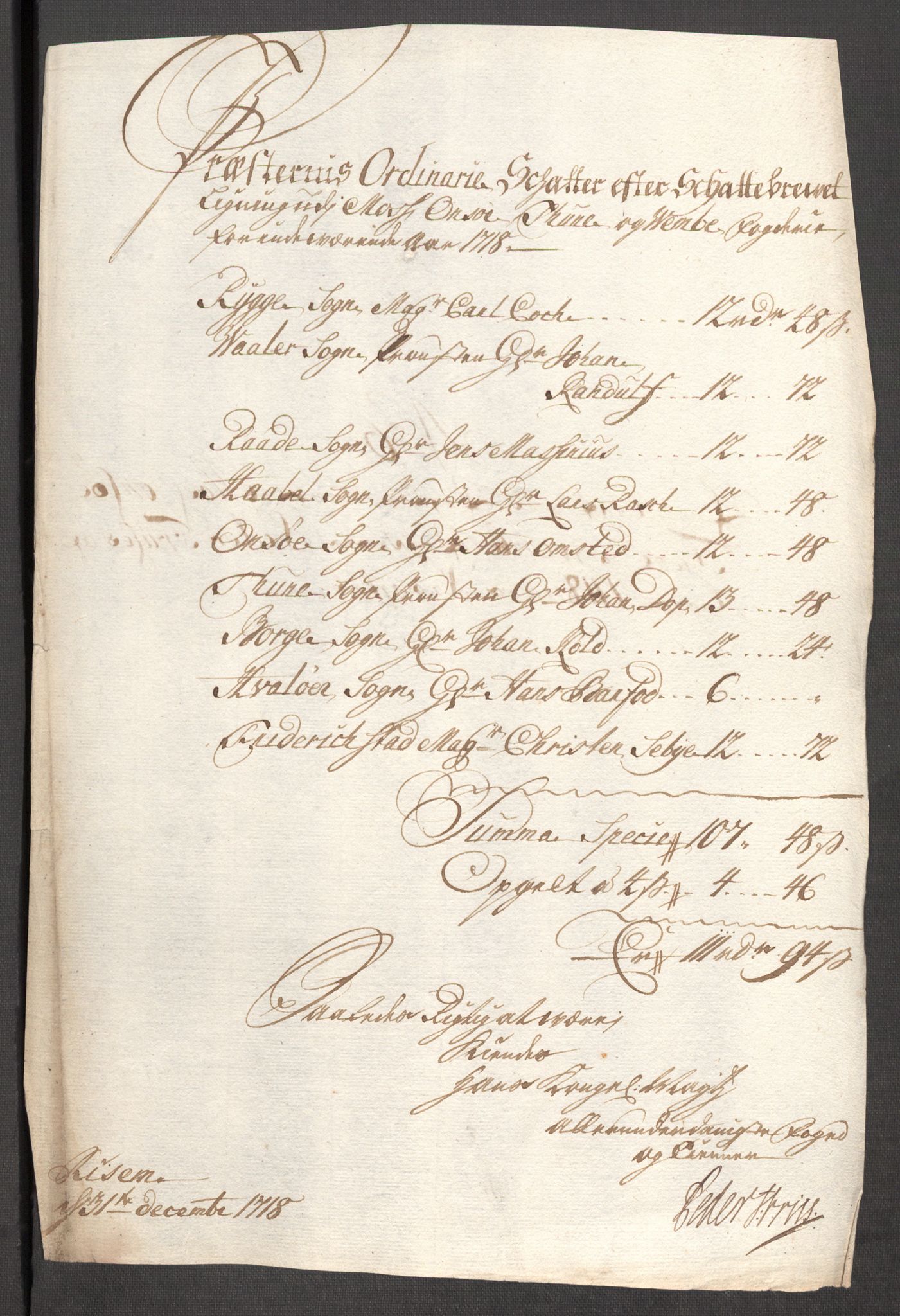 Rentekammeret inntil 1814, Reviderte regnskaper, Fogderegnskap, AV/RA-EA-4092/R04/L0143: Fogderegnskap Moss, Onsøy, Tune, Veme og Åbygge, 1718, p. 49