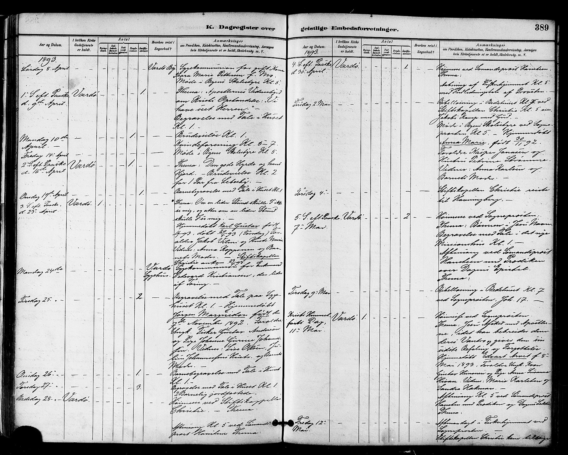 Vardø sokneprestkontor, SATØ/S-1332/H/Ha/L0007kirke: Parish register (official) no. 7, 1886-1897, p. 389