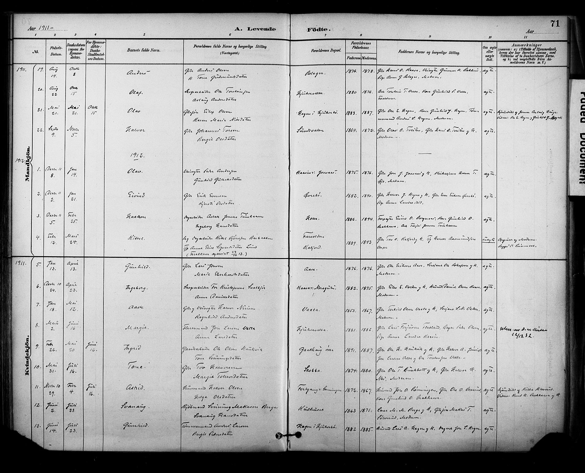 Sauherad kirkebøker, SAKO/A-298/F/Fa/L0009: Parish register (official) no. I 9, 1887-1912, p. 71