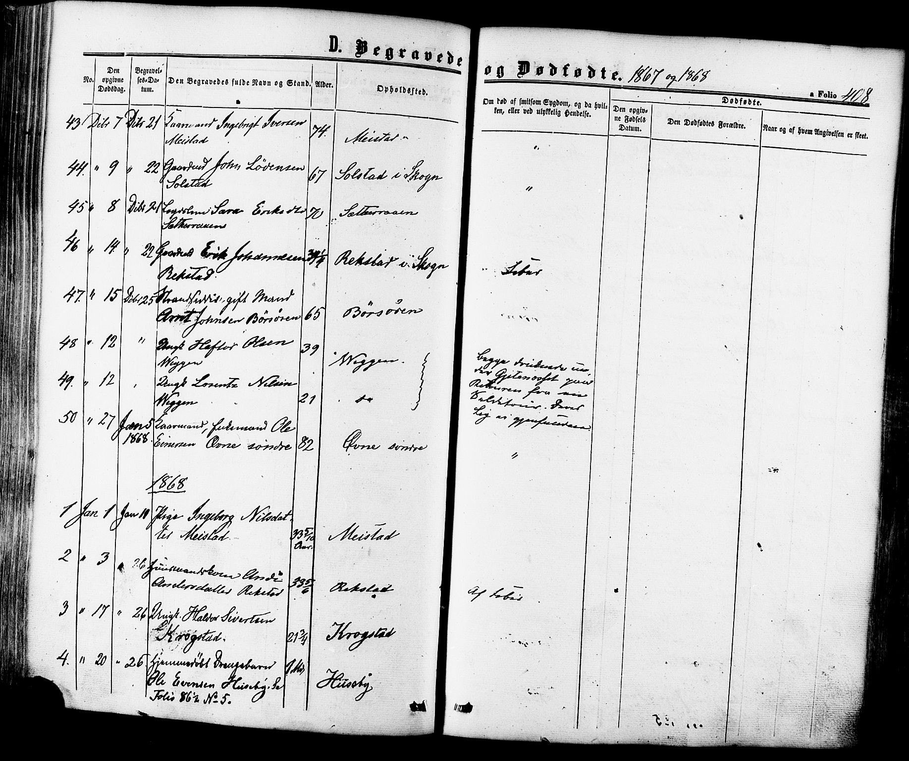 Ministerialprotokoller, klokkerbøker og fødselsregistre - Sør-Trøndelag, SAT/A-1456/665/L0772: Parish register (official) no. 665A07, 1856-1878, p. 408