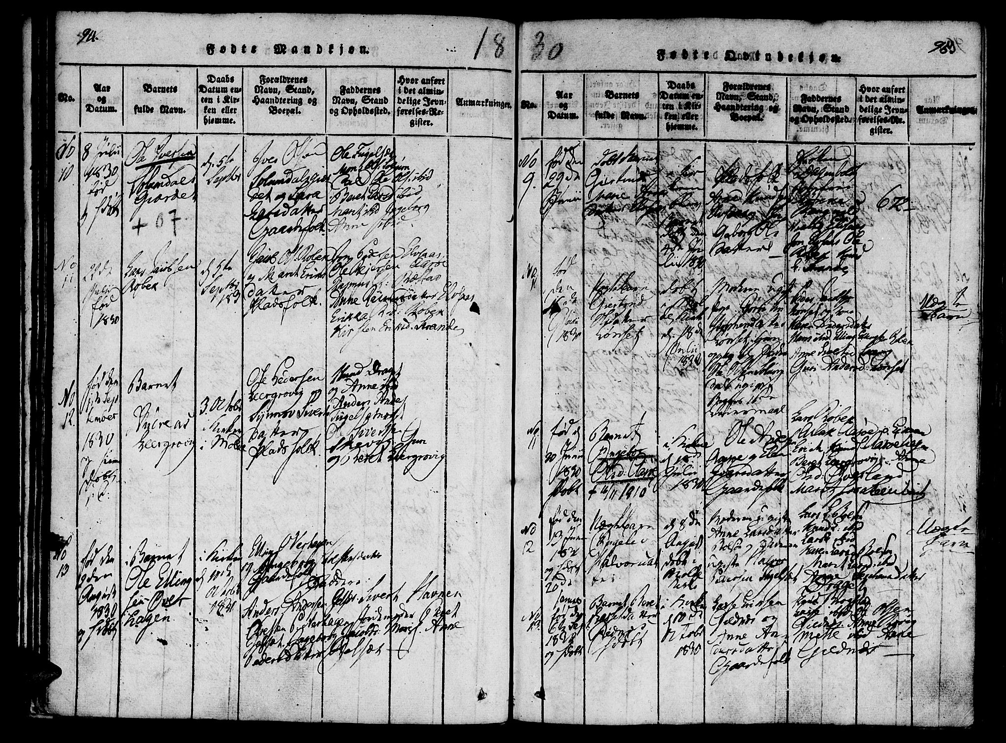 Ministerialprotokoller, klokkerbøker og fødselsregistre - Møre og Romsdal, SAT/A-1454/555/L0652: Parish register (official) no. 555A03, 1817-1843, p. 94-95