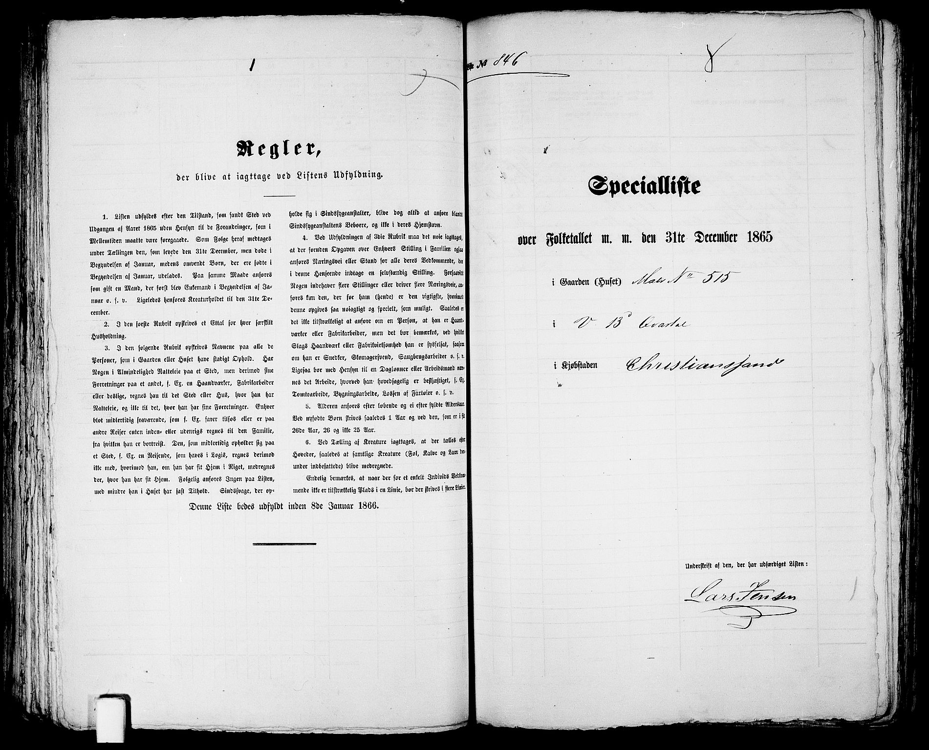 RA, 1865 census for Kristiansand, 1865, p. 1730