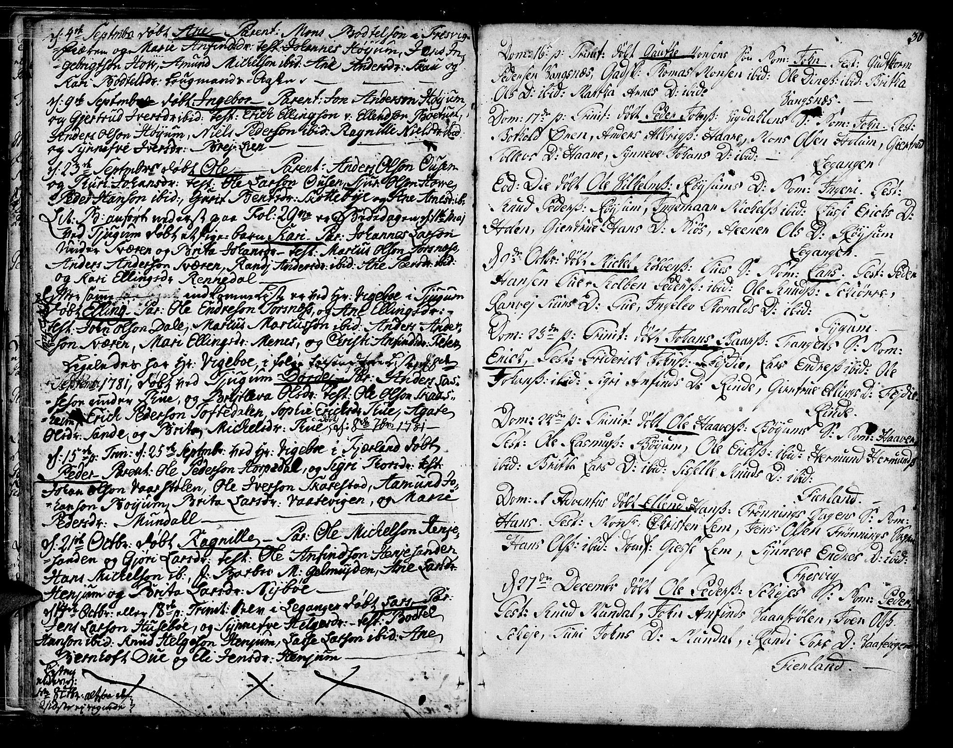 Leikanger sokneprestembete, AV/SAB-A-81001/H/Haa/Haaa/L0004: Parish register (official) no. A 4, 1770-1791, p. 30
