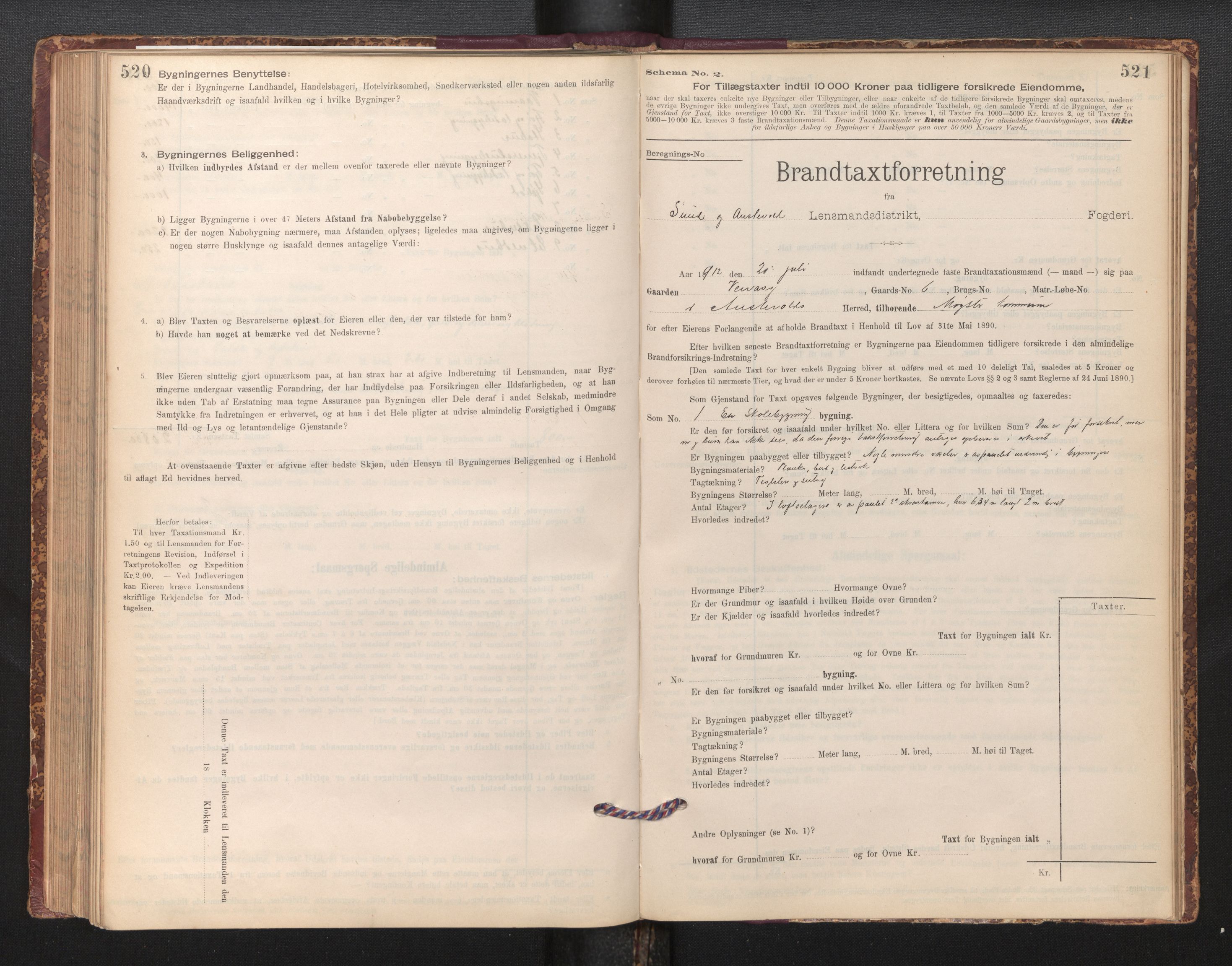 Lensmannen i Sund og Austevoll, SAB/A-35201/0012/L0003: Branntakstprotokoll, skjematakst, 1894-1917, p. 520-521