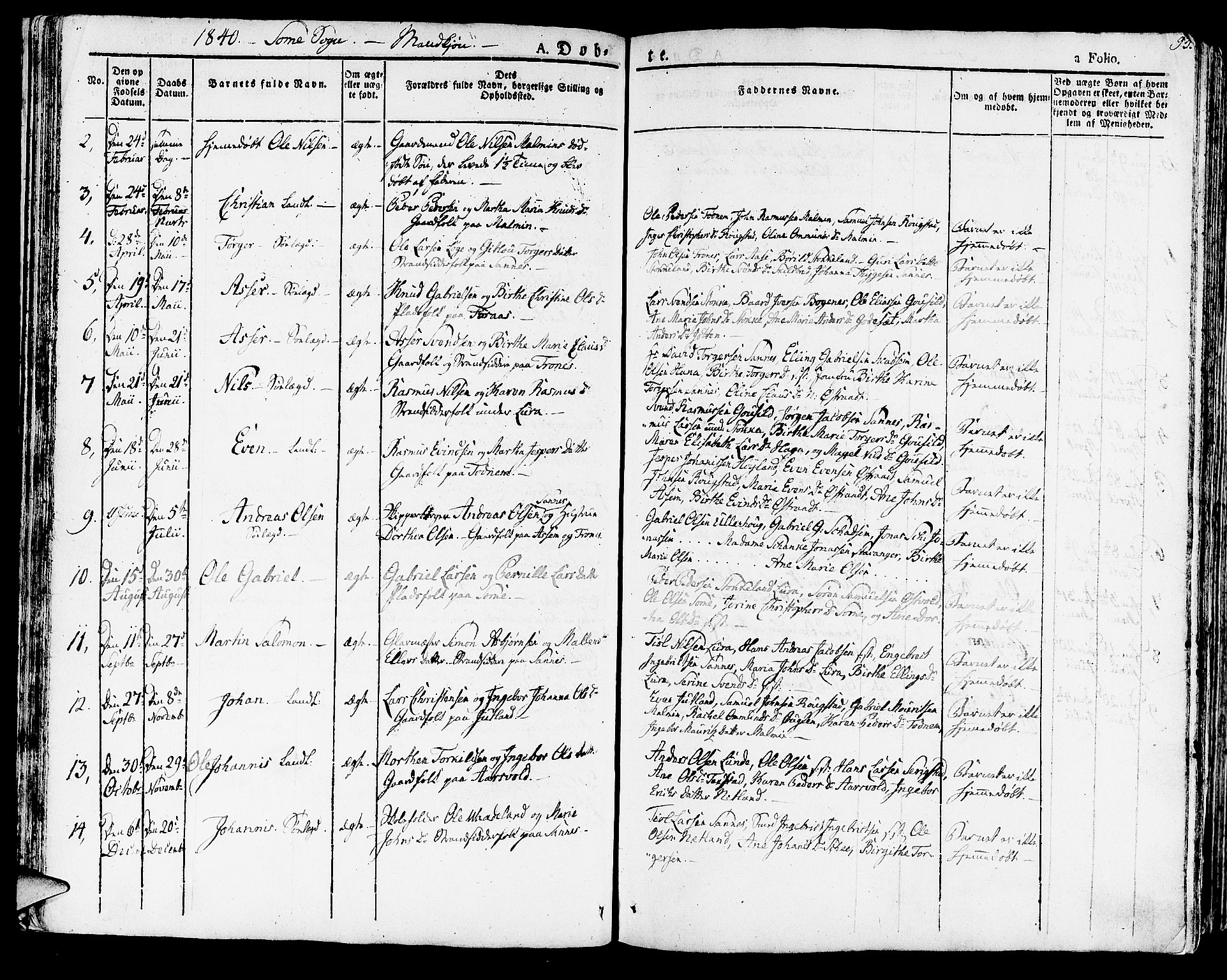 Høyland sokneprestkontor, SAST/A-101799/001/30BA/L0007: Parish register (official) no. A 7 /2, 1825-1841, p. 93