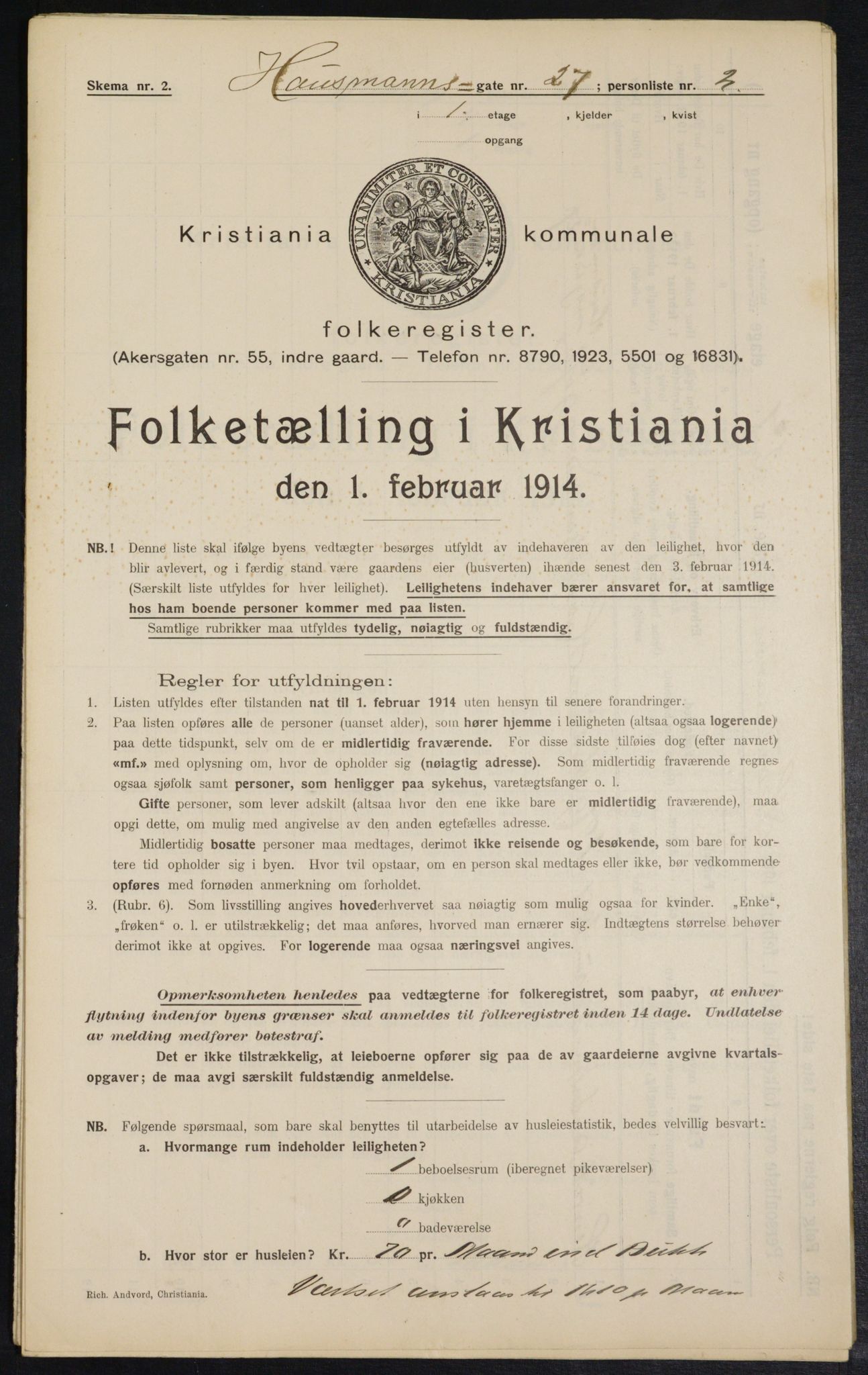 OBA, Municipal Census 1914 for Kristiania, 1914, p. 35259