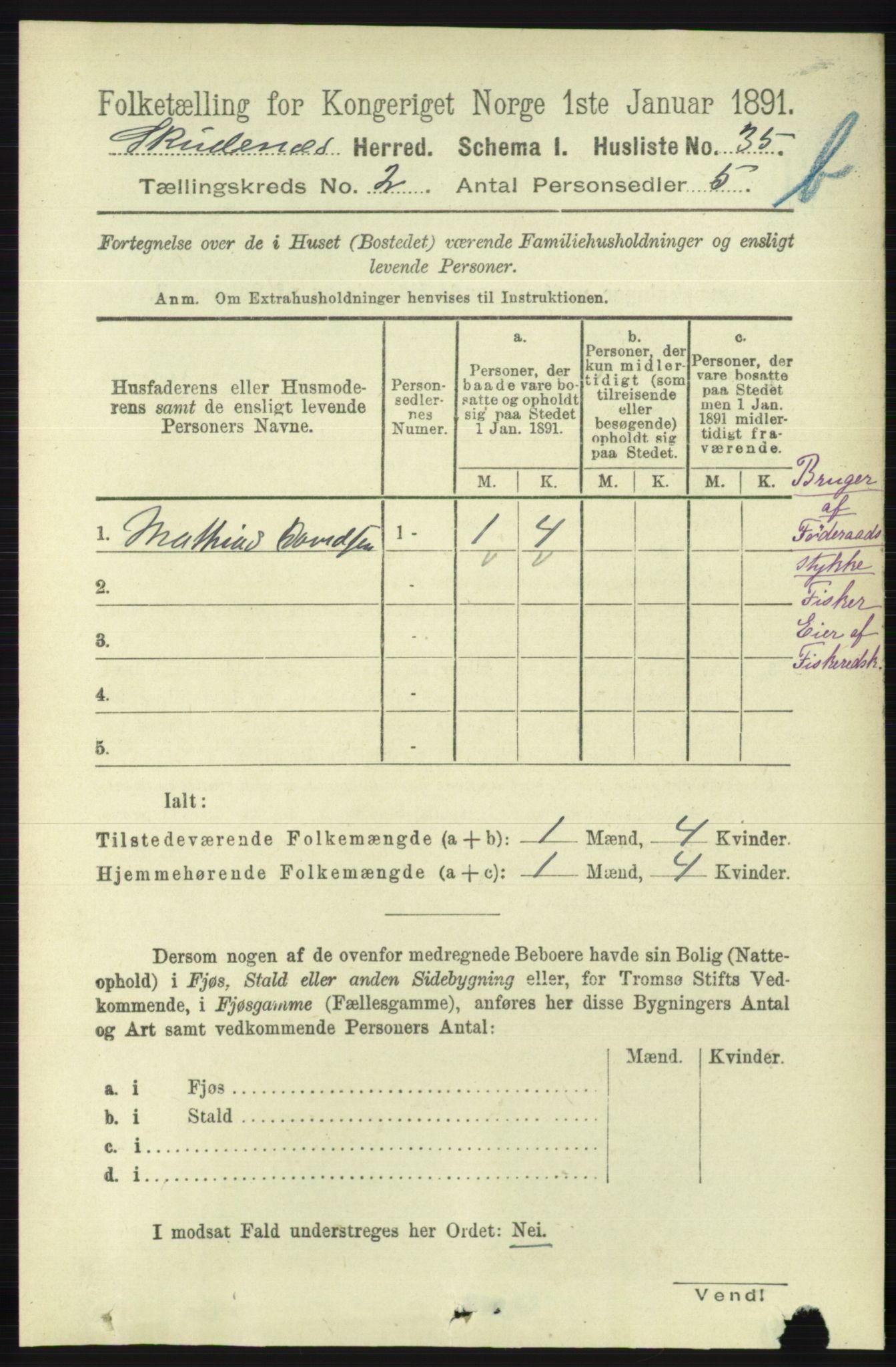 RA, 1891 census for 1150 Skudenes, 1891, p. 3706