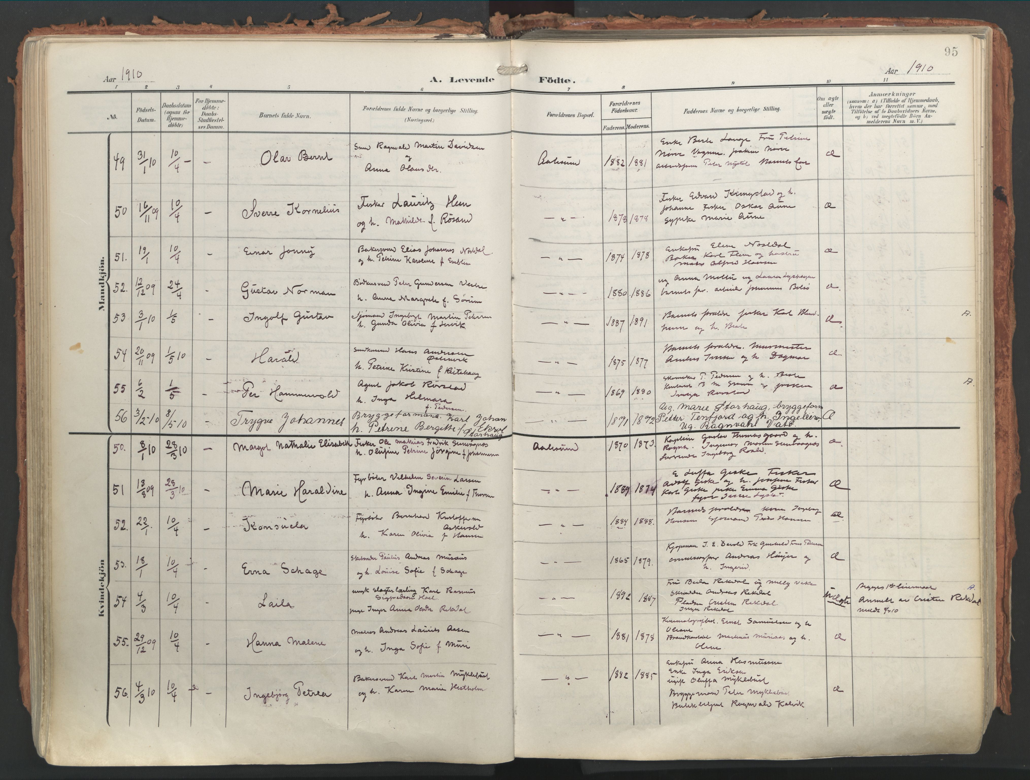 Ministerialprotokoller, klokkerbøker og fødselsregistre - Møre og Romsdal, AV/SAT-A-1454/529/L0460: Parish register (official) no. 529A10, 1906-1917, p. 95