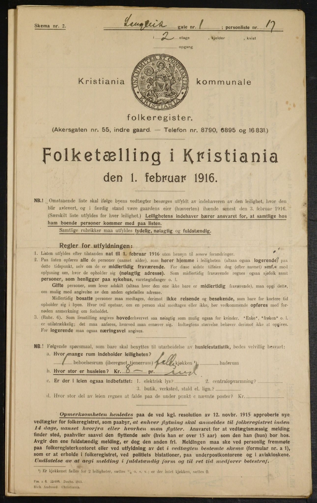 OBA, Municipal Census 1916 for Kristiania, 1916, p. 58226