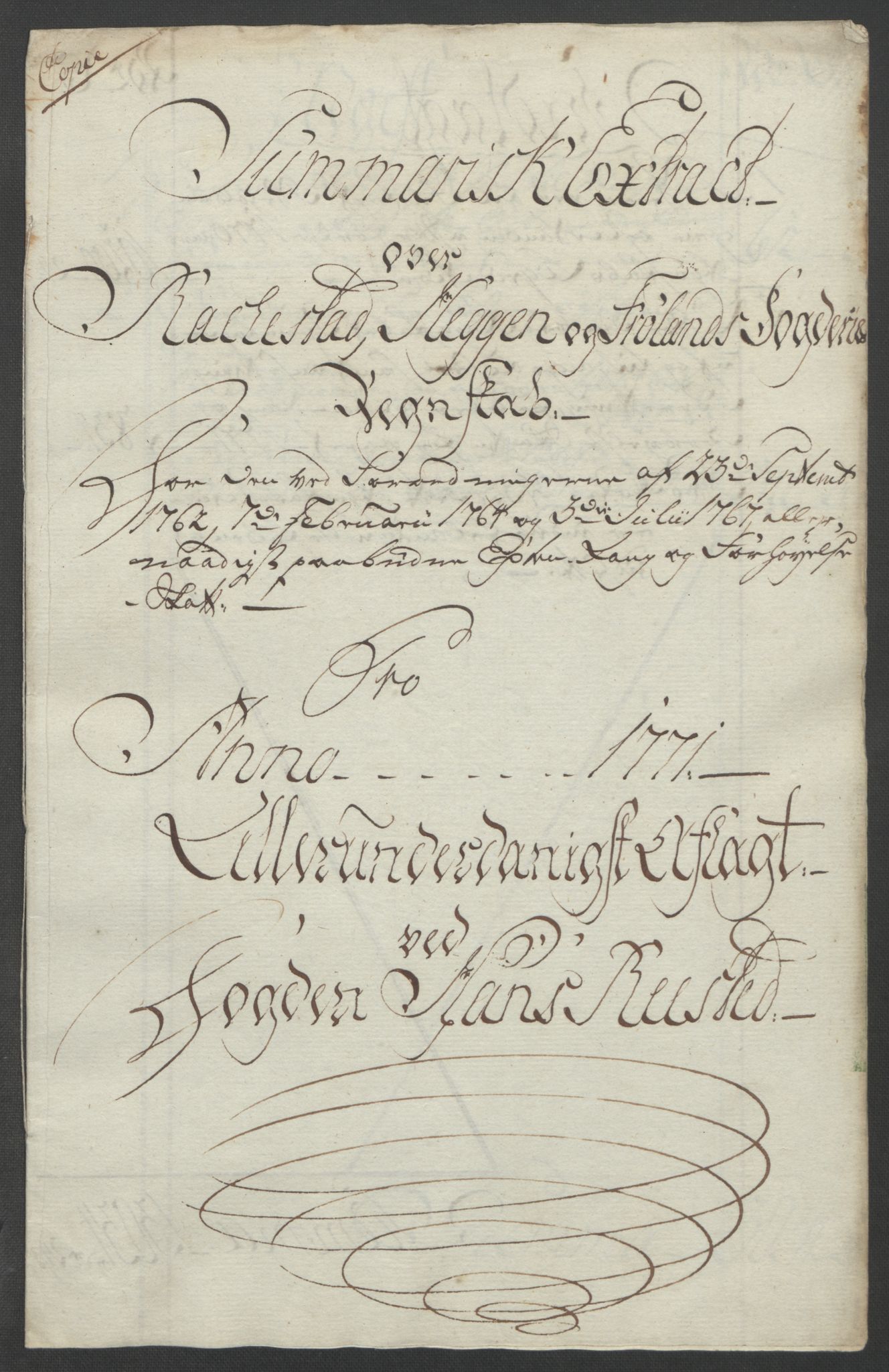 Rentekammeret inntil 1814, Reviderte regnskaper, Fogderegnskap, AV/RA-EA-4092/R07/L0413: Ekstraskatten Rakkestad, Heggen og Frøland, 1762-1772, p. 486