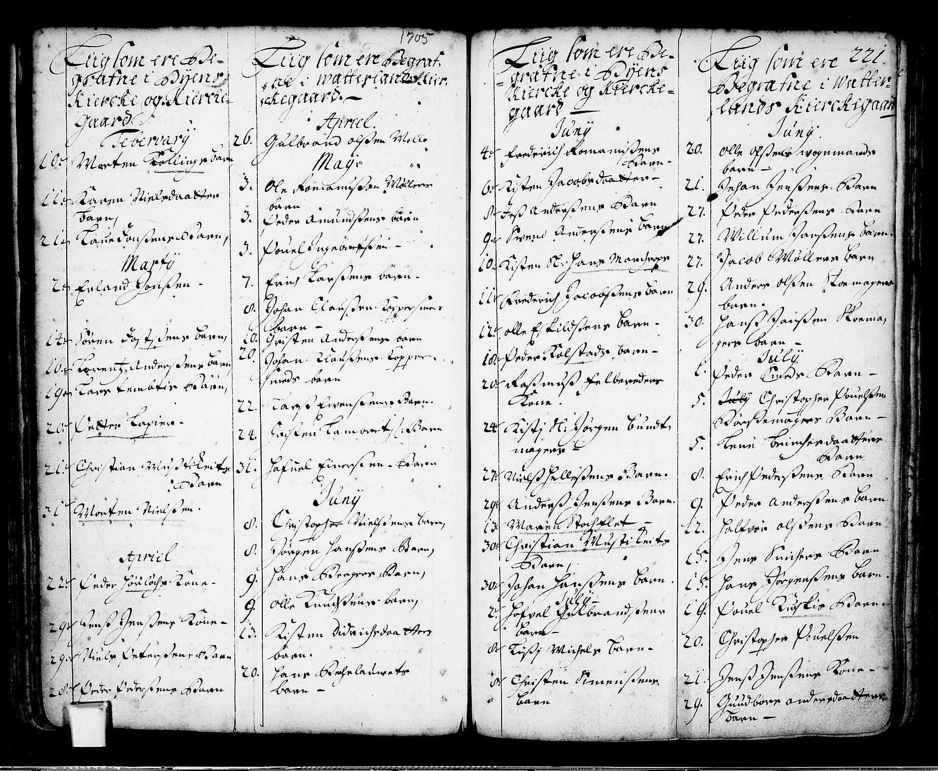 Oslo domkirke Kirkebøker, SAO/A-10752/F/Fa/L0002: Parish register (official) no. 2, 1705-1730, p. 221