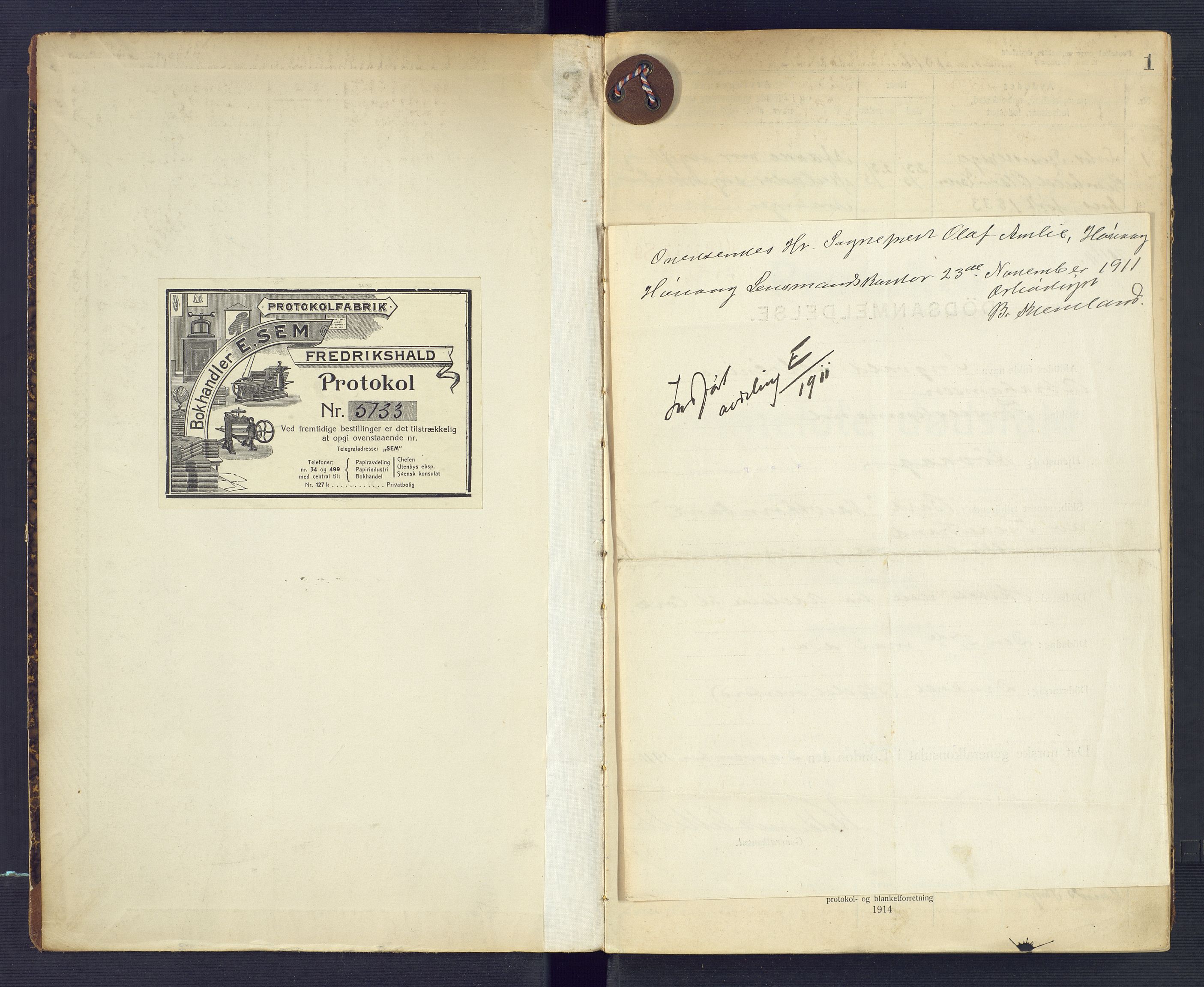 Høvåg lensmannskontor, AV/SAK-1241-0024/F/Fe/L0041: Protokoll over anmeldte dødsfall, 1916-1933, p. 1