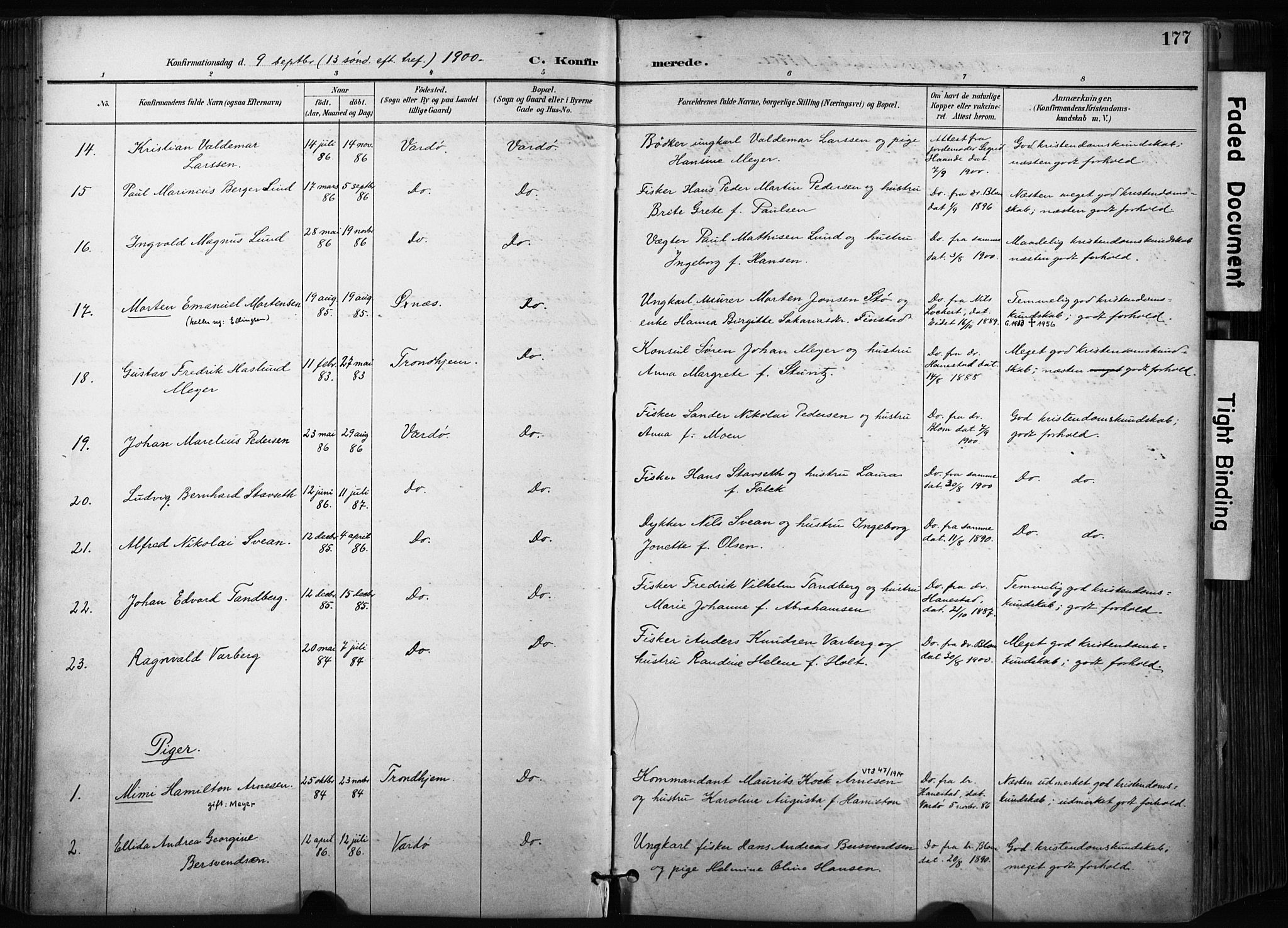 Vardø sokneprestkontor, AV/SATØ-S-1332/H/Ha/L0010kirke: Parish register (official) no. 10, 1895-1907, p. 177