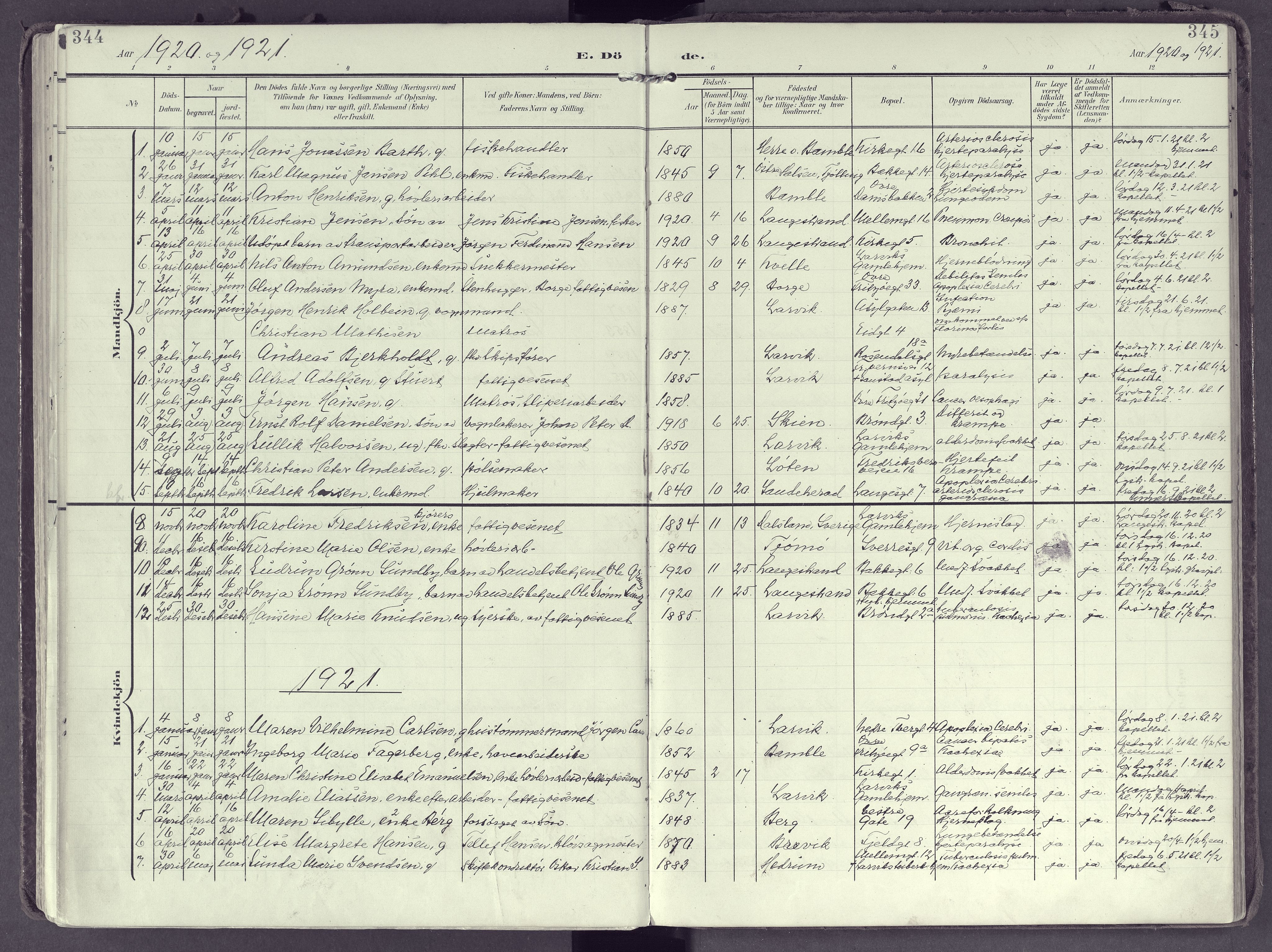 Larvik kirkebøker, AV/SAKO-A-352/F/Fb/L0005: Parish register (official) no. II 5, 1903-1925, p. 344-345