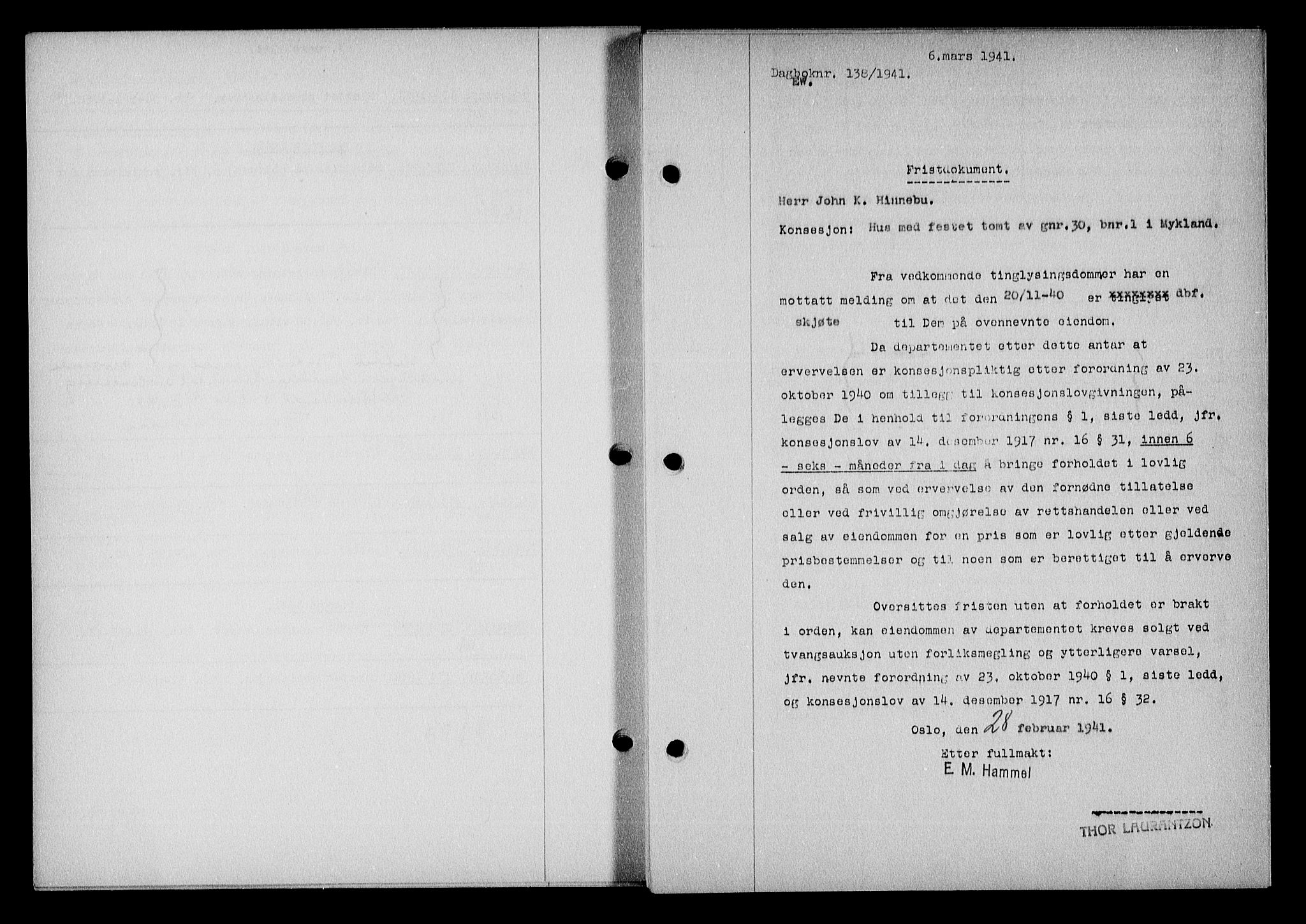 Nedenes sorenskriveri, SAK/1221-0006/G/Gb/Gba/L0048: Mortgage book no. A-II, 1940-1941, Diary no: : 138/1941