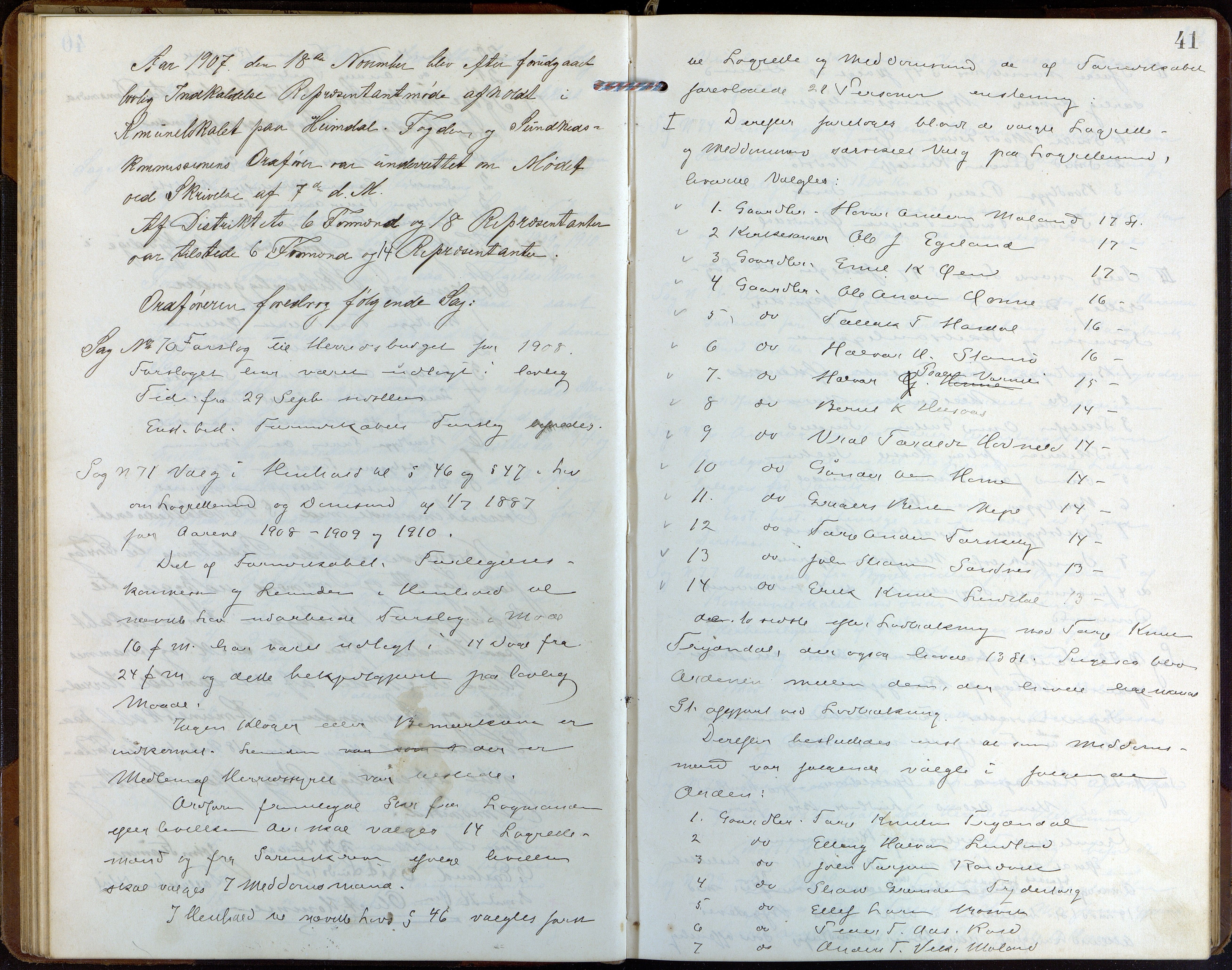 Søndeled kommune, AAKS/KA0913-PK/1/01/L0004: Forhandlingsprotokoll, 1905-1916, p. 41