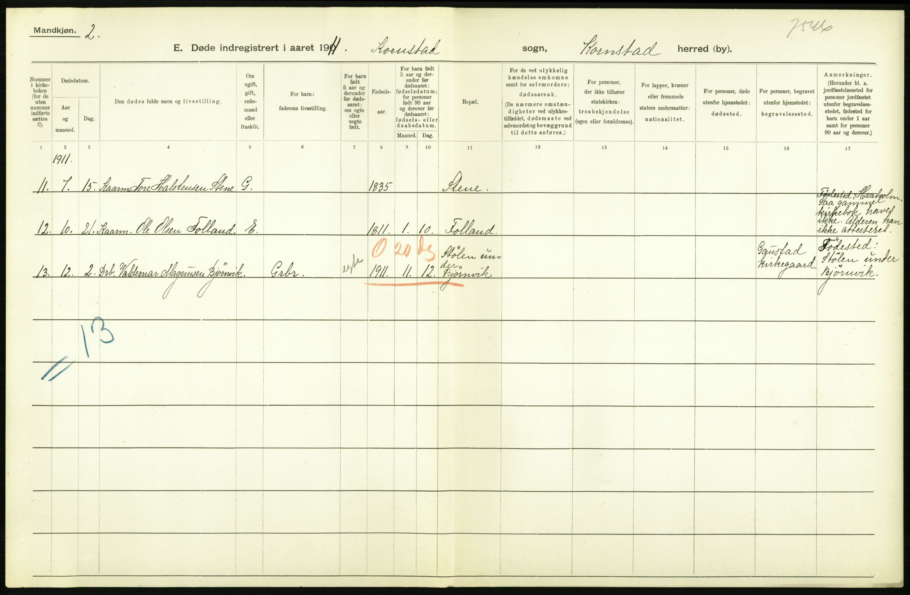 Statistisk sentralbyrå, Sosiodemografiske emner, Befolkning, AV/RA-S-2228/D/Df/Dfb/Dfba/L0038: Romsdals amt:  Døde. Bygder og byer., 1911, p. 16