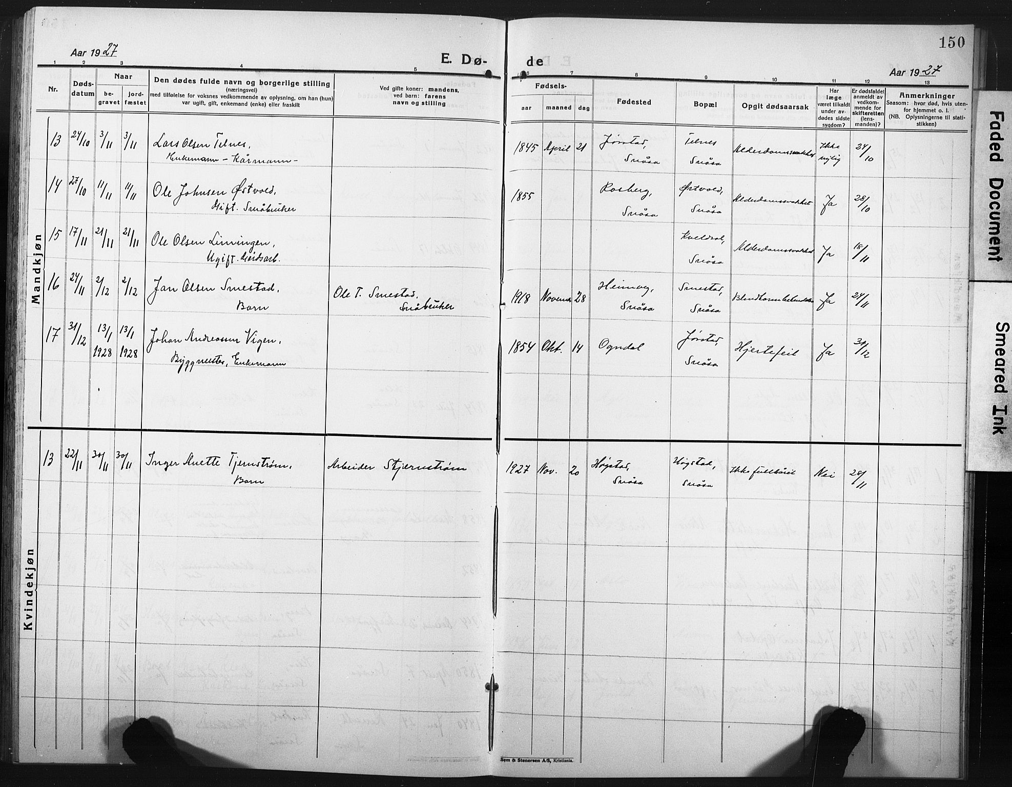 Ministerialprotokoller, klokkerbøker og fødselsregistre - Nord-Trøndelag, SAT/A-1458/749/L0480: Parish register (copy) no. 749C02, 1924-1932, p. 150