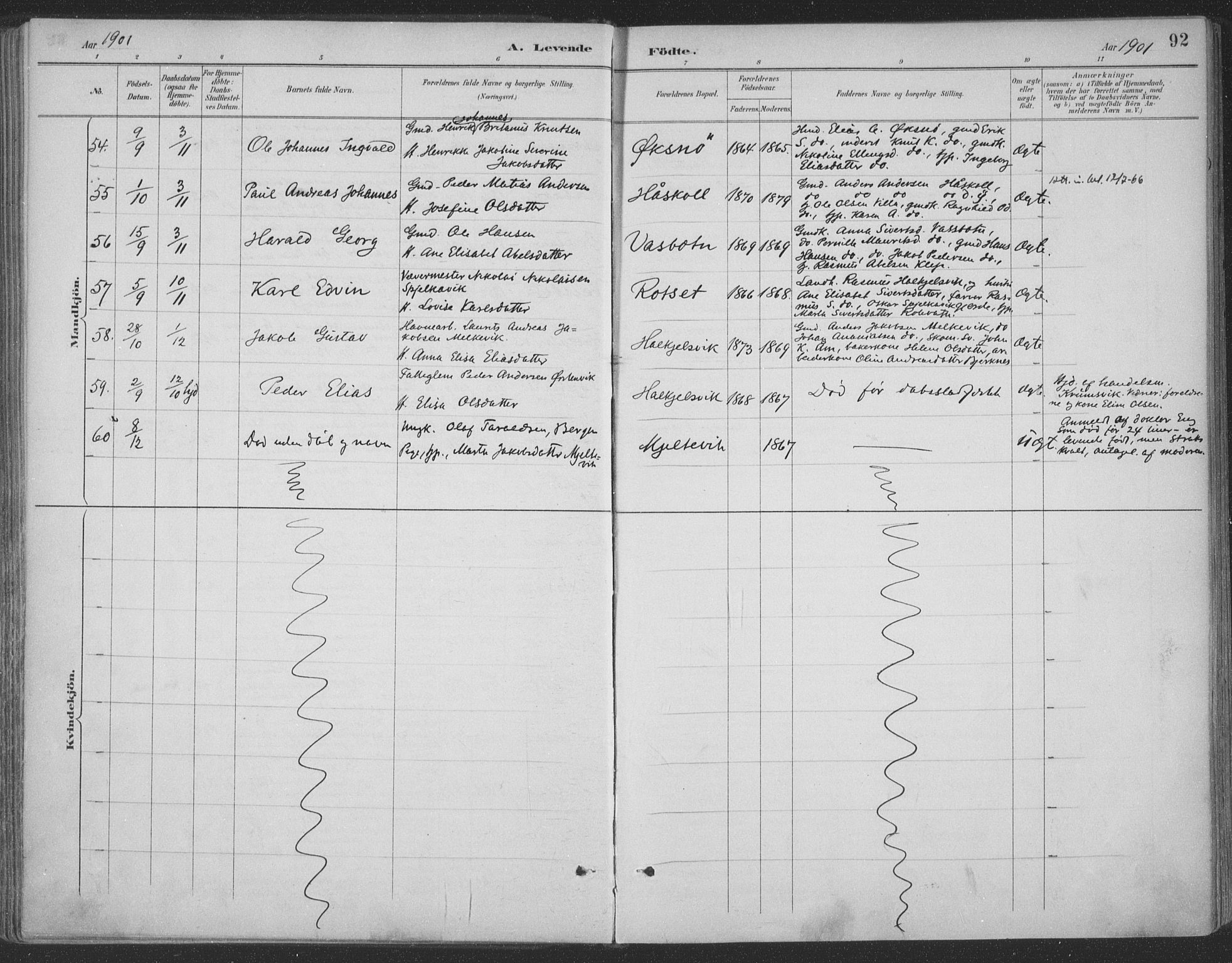 Ministerialprotokoller, klokkerbøker og fødselsregistre - Møre og Romsdal, AV/SAT-A-1454/511/L0142: Parish register (official) no. 511A09, 1891-1905, p. 92