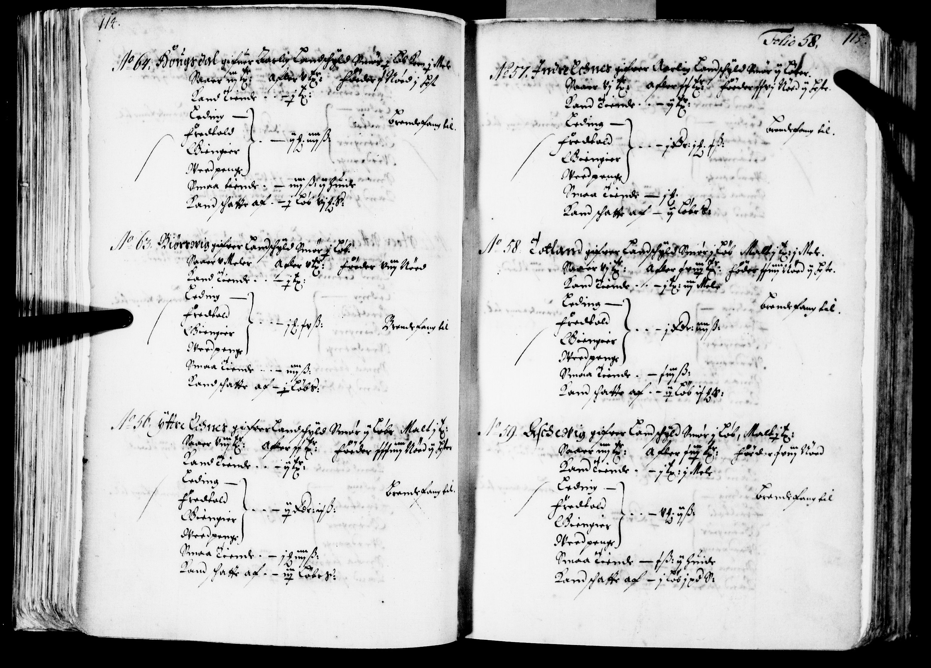 Rentekammeret inntil 1814, Realistisk ordnet avdeling, RA/EA-4070/N/Nb/Nba/L0039: Nordhordland fogderi, 1667, p. 57b-58a