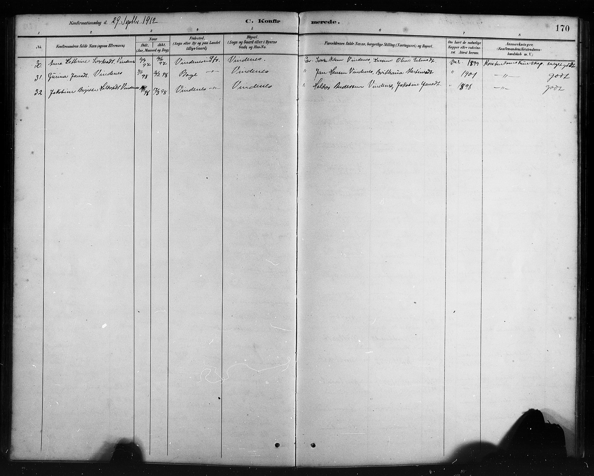 Fusa sokneprestembete, AV/SAB-A-75401/H/Hab: Parish register (copy) no. C 2, 1886-1926, p. 170