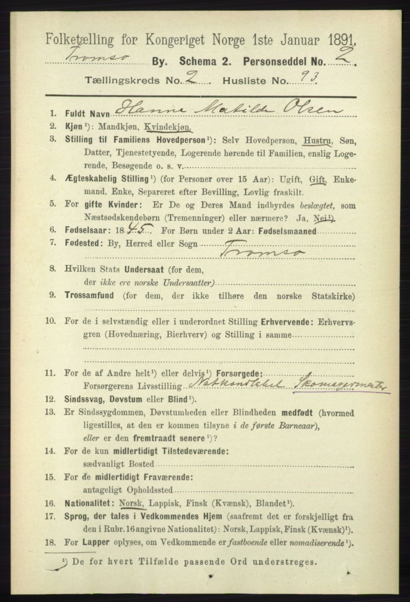 RA, 1891 census for 1902 Tromsø, 1891, p. 2810