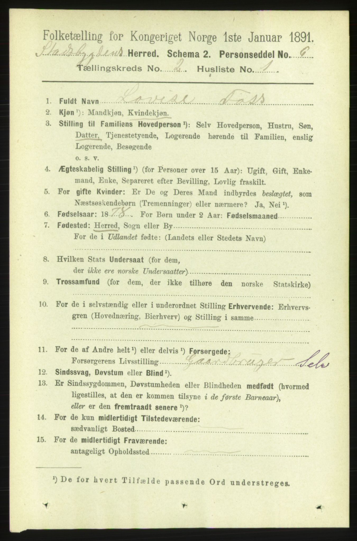 RA, 1891 census for 1625 Stadsbygd, 1891, p. 783