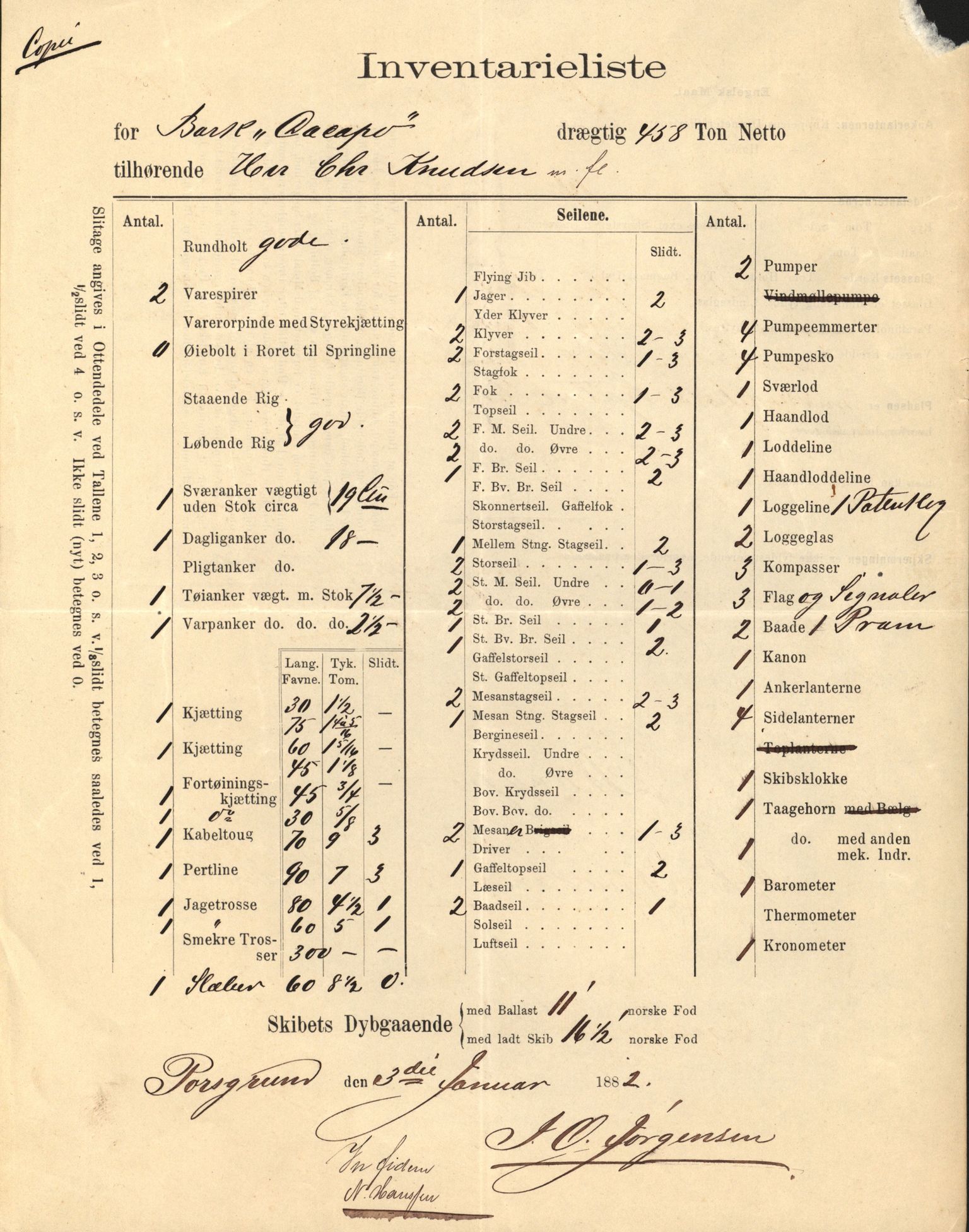 Pa 63 - Østlandske skibsassuranceforening, VEMU/A-1079/G/Ga/L0016/0011: Havaridokumenter / Elise, Dux, Dagmar, Dacapo, Louis, Iphignia, 1883, p. 49