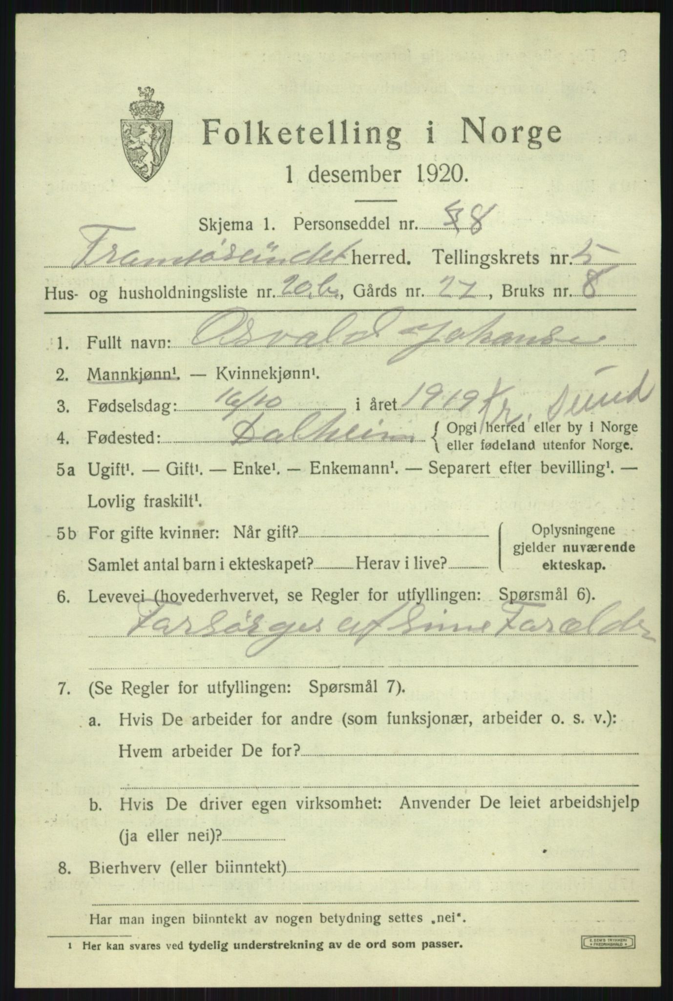 SATØ, 1920 census for Tromsøysund, 1920, p. 4970