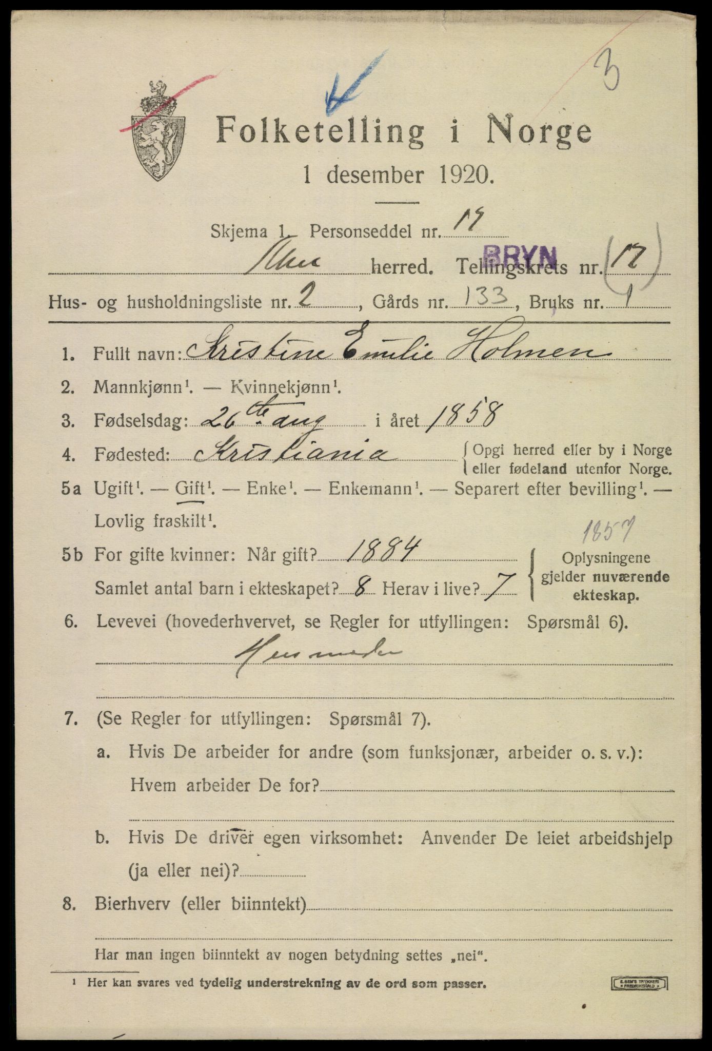 SAO, 1920 census for Aker, 1920, p. 99870