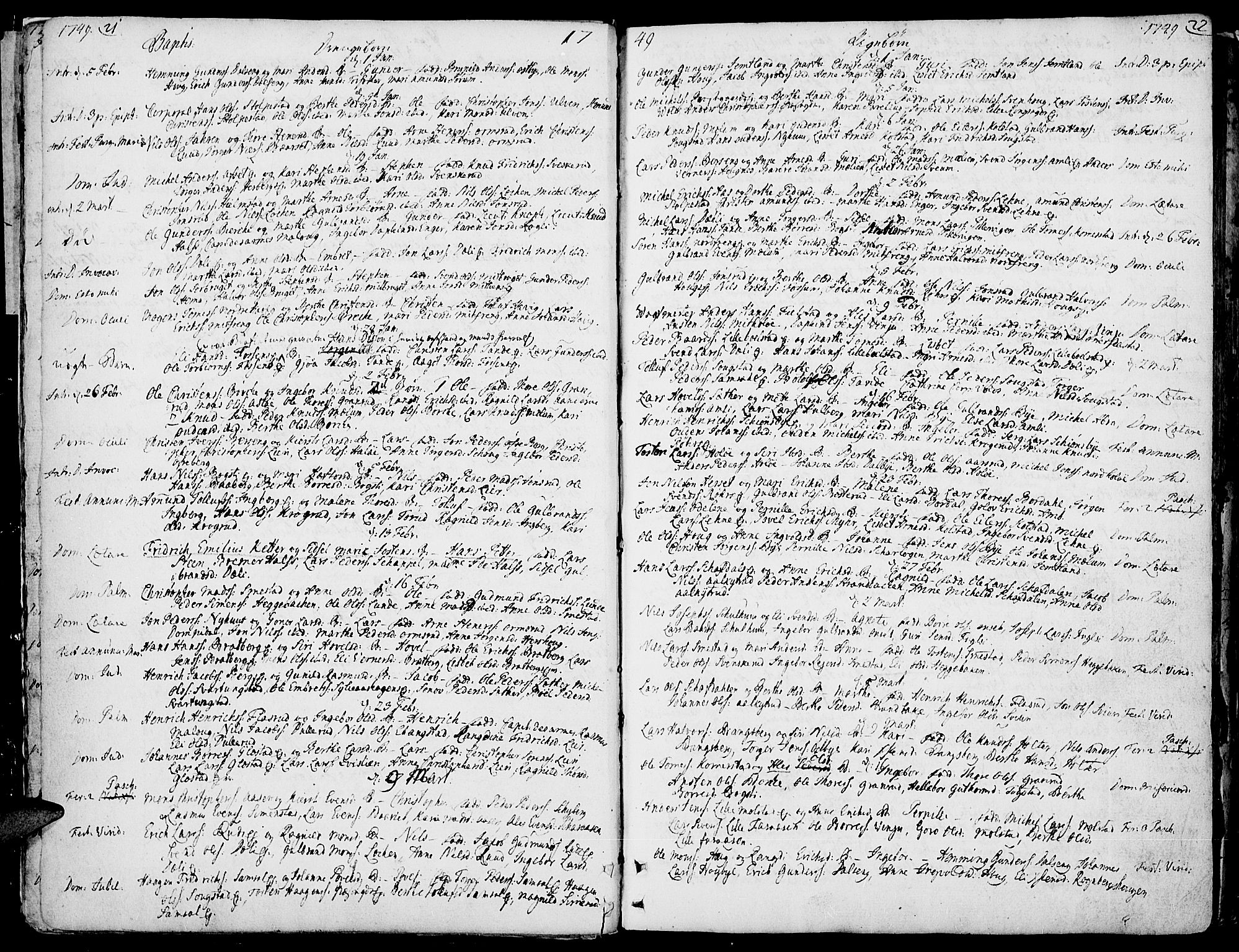 Ringsaker prestekontor, SAH/PREST-014/K/Ka/L0002: Parish register (official) no. 2, 1747-1774, p. 21-22